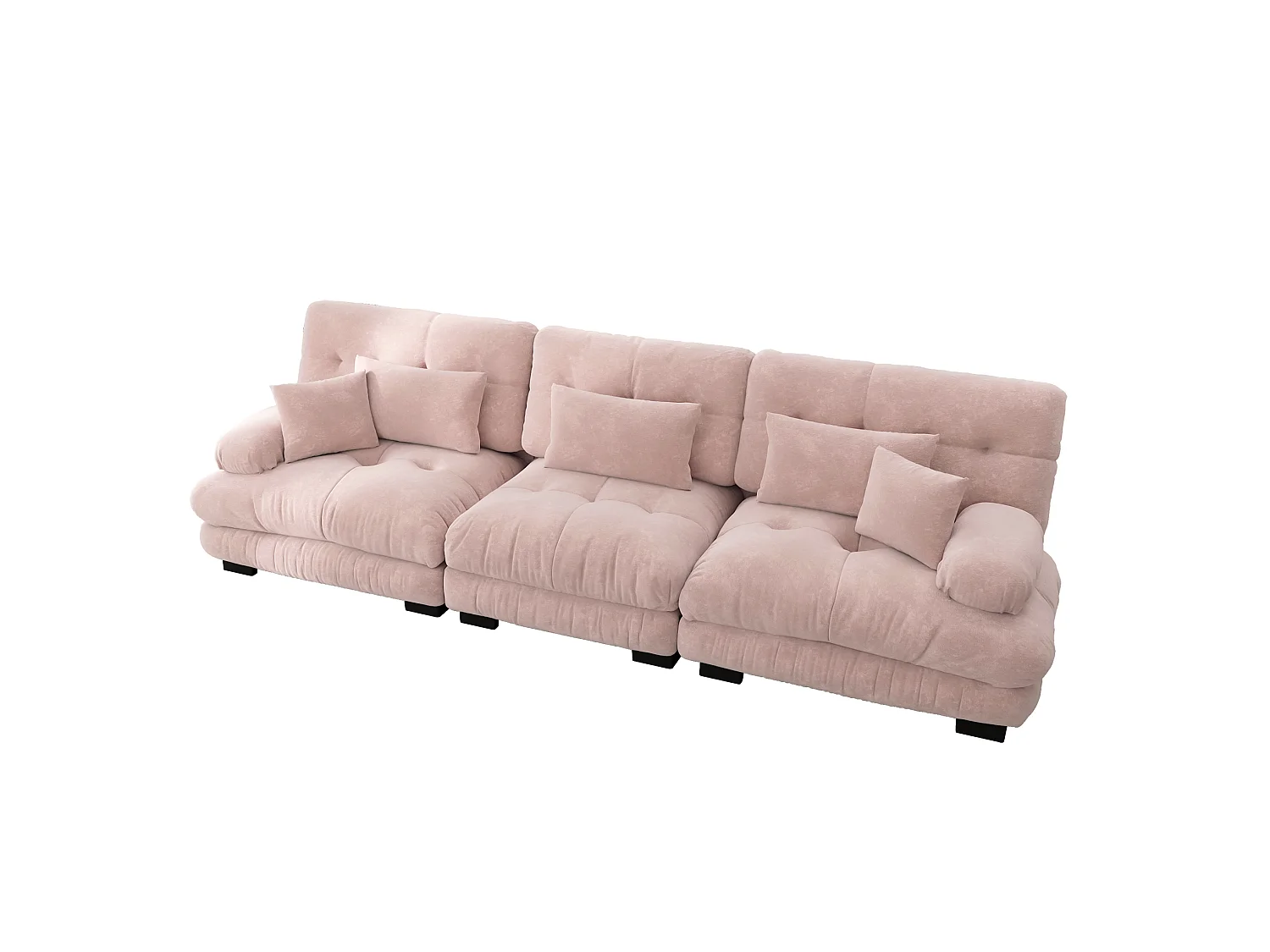 Canapé modulable 3 places en chenille avec assise profonde - Rose