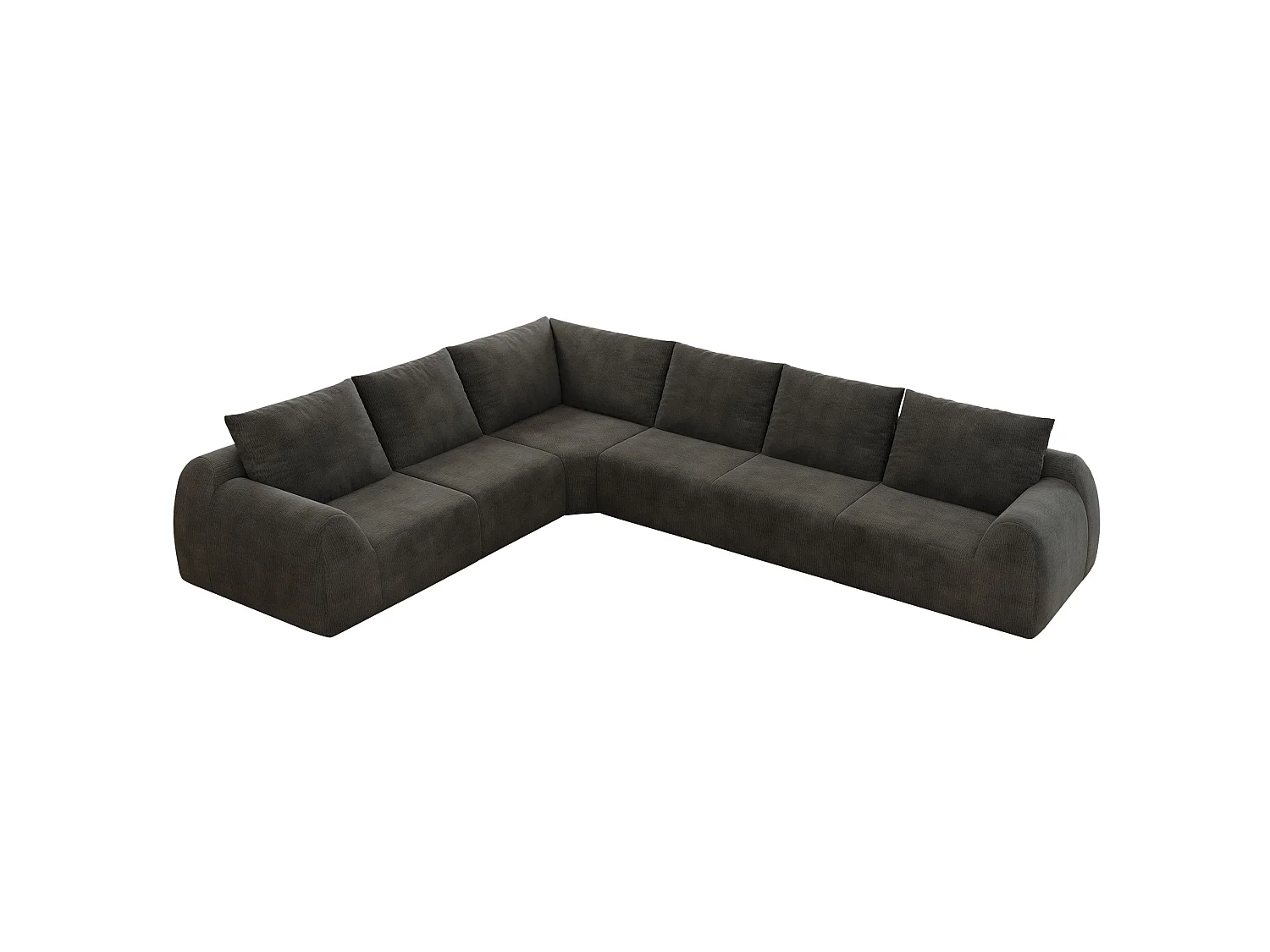 Canapé d'angle modulable 6 places - Canapé compressé en chenille gris foncé
