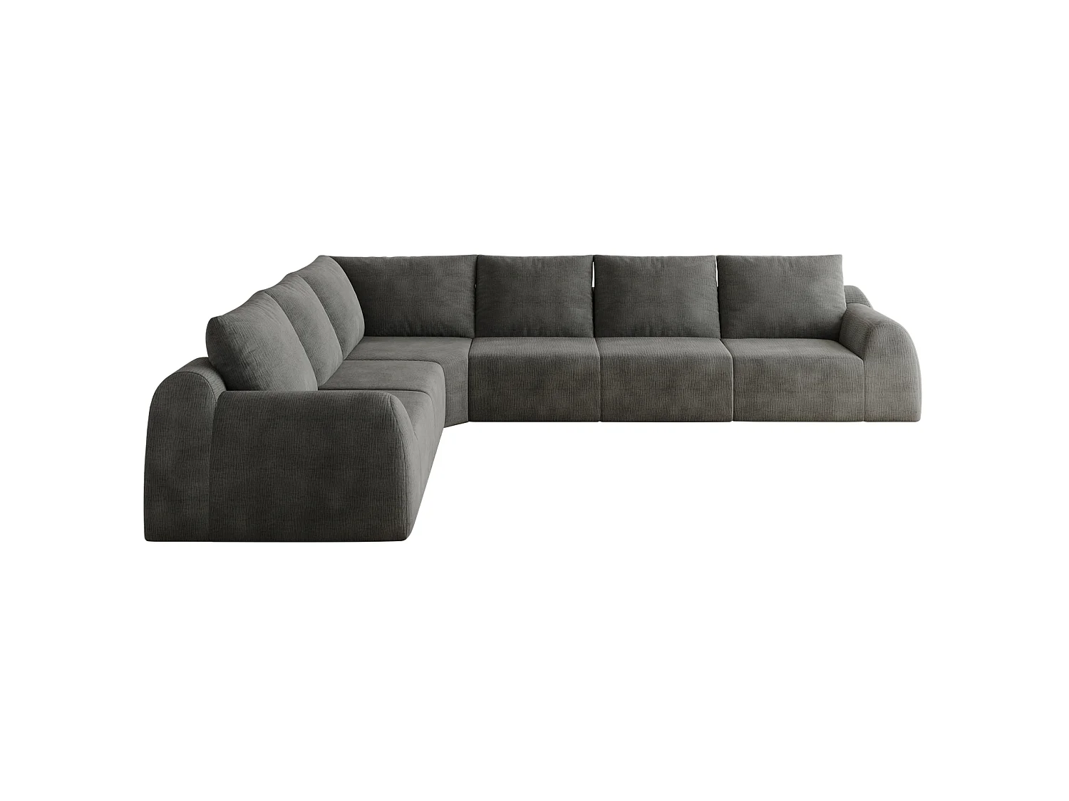 Canapé d'angle modulable 6 places - Canapé compressé en chenille gris foncé