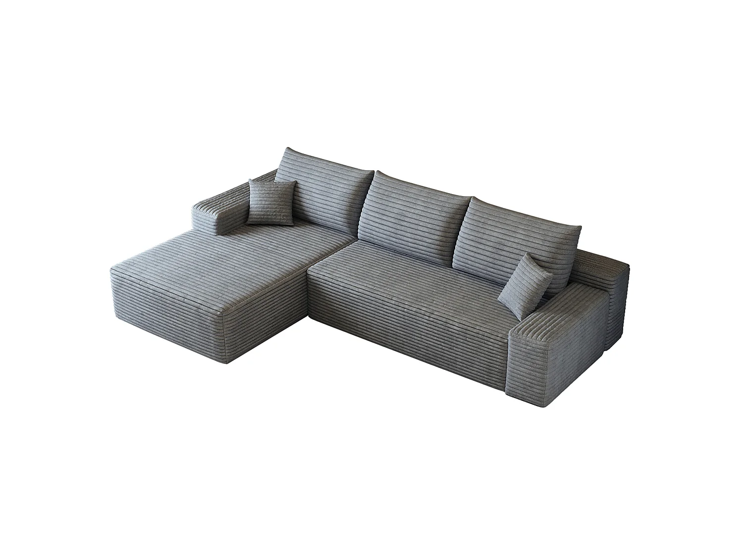 Canapé d'angle modulable 3 places 270 cm avec méridienne à gauche - Gris