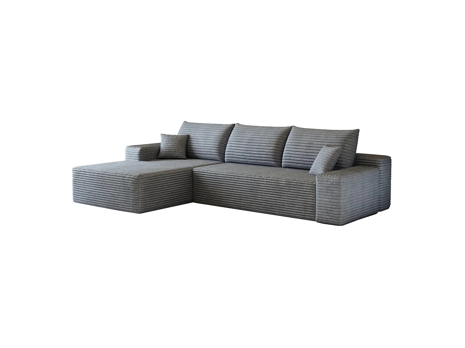 Canapé d'angle modulable 3 places 270 cm avec méridienne à gauche - Gris
