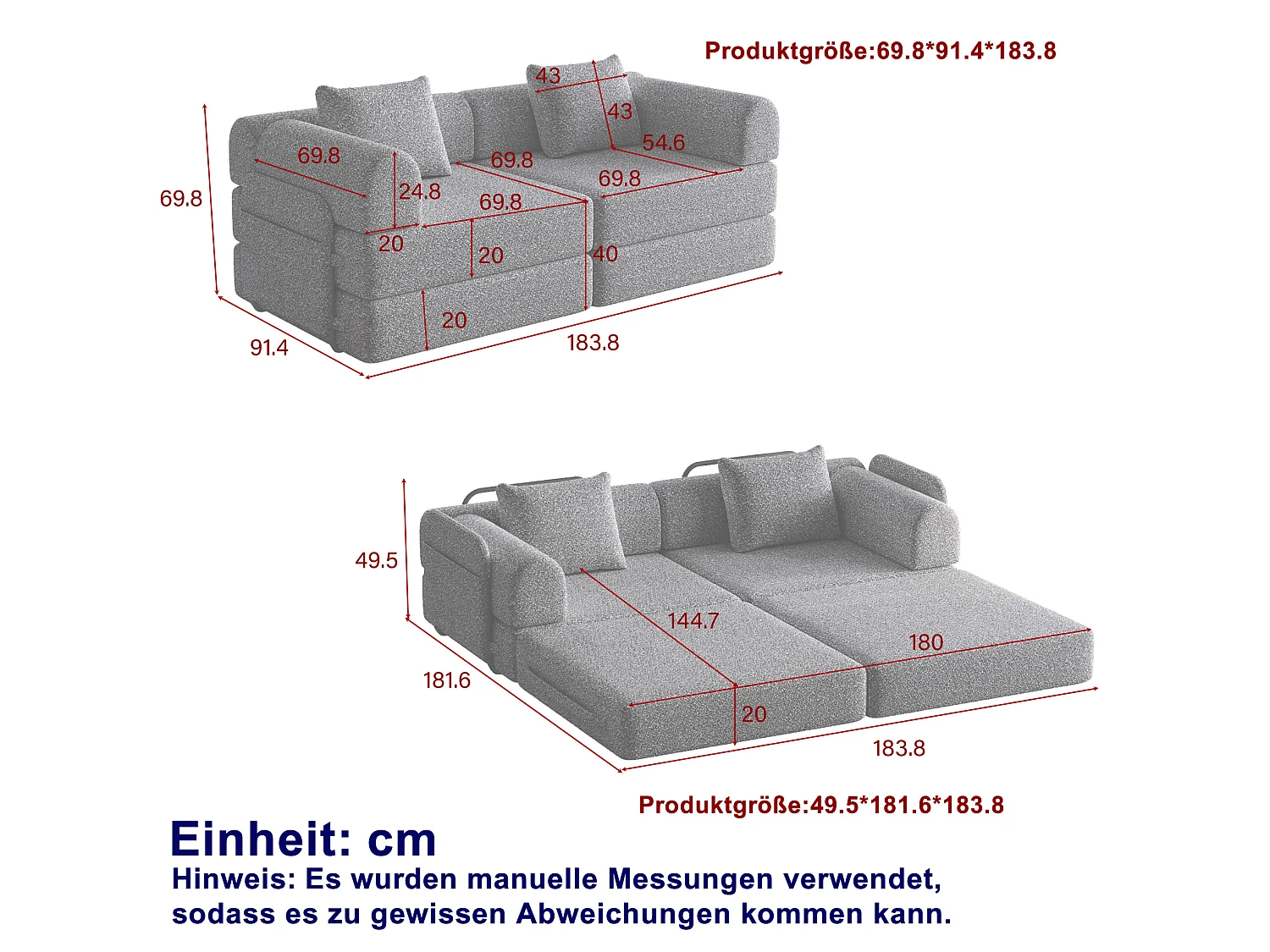 Sofá convertible de 2 plazas de chenilla - Configuraciones múltiples - Verde