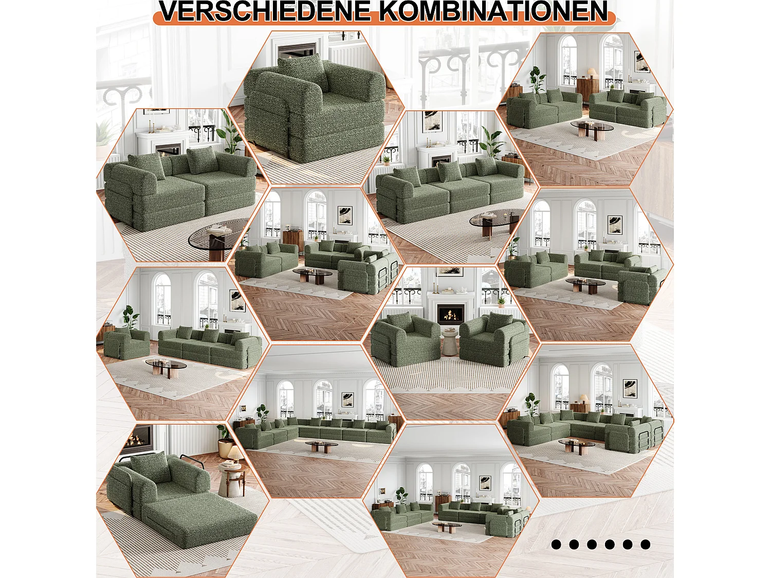 Sofá convertible de 2 plazas de chenilla - Configuraciones múltiples - Verde