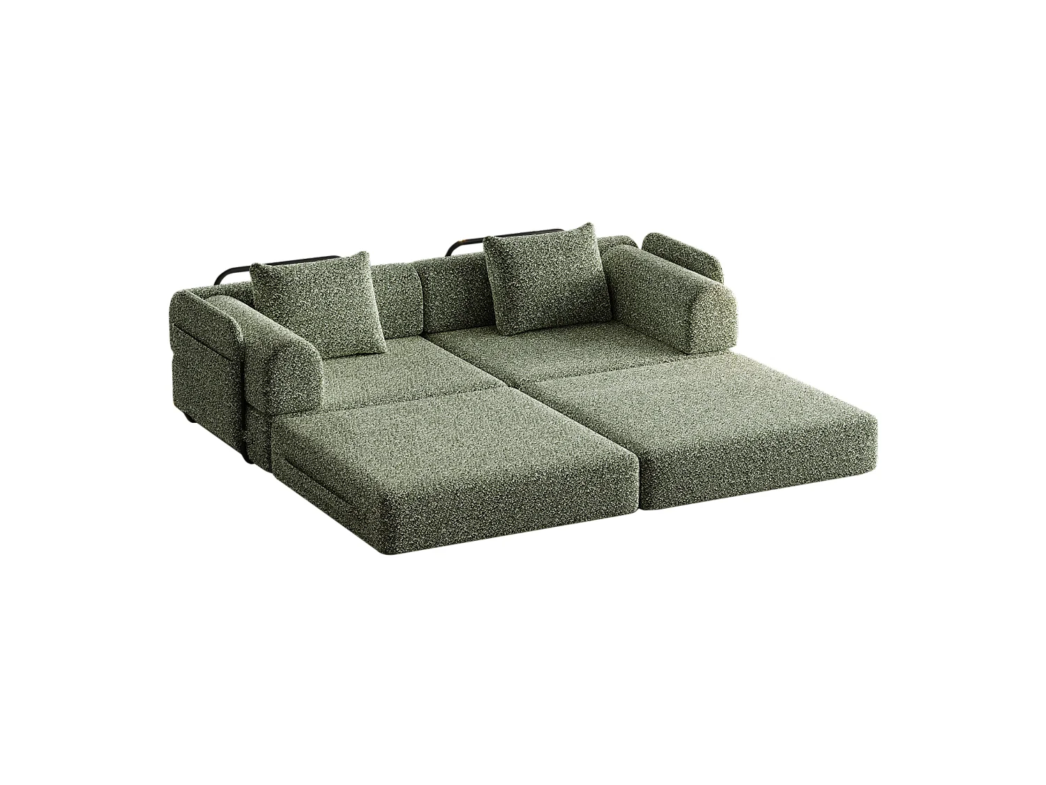 Sofá convertible de 2 plazas de chenilla - Configuraciones múltiples - Verde