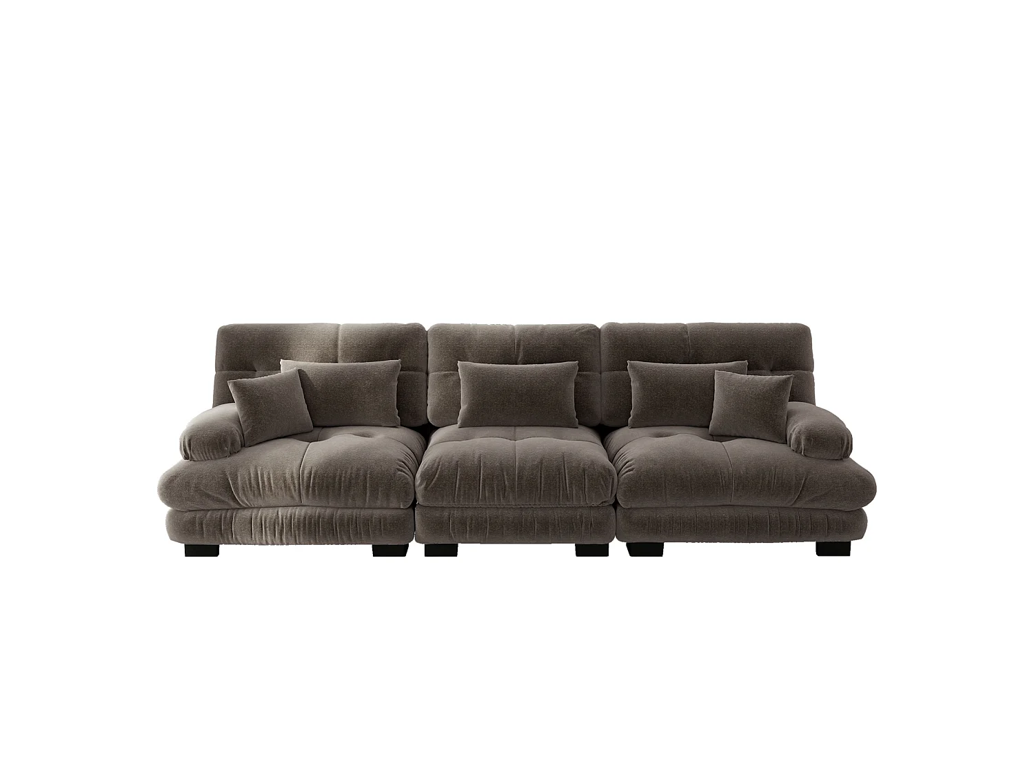 Canapé modulable 3 places en chenille avec assise profonde - Marron