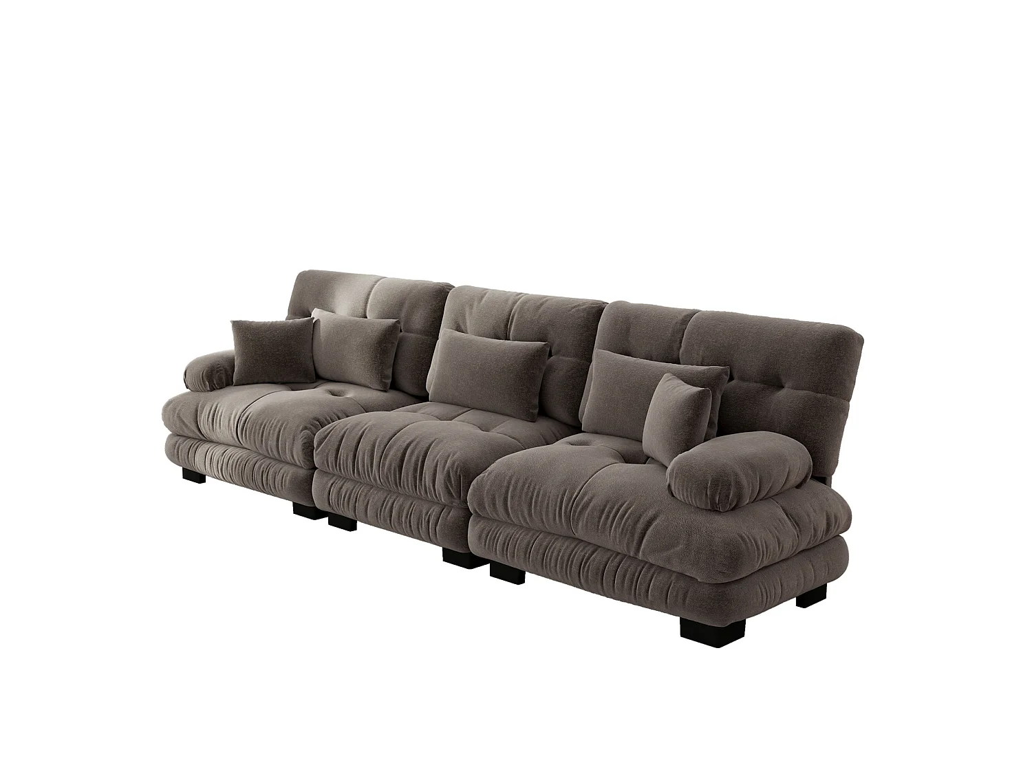 Canapé modulable 3 places en chenille avec assise profonde - Marron