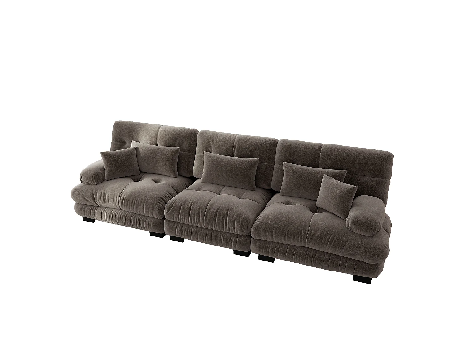 Canapé modulable 3 places en chenille avec assise profonde - Marron
