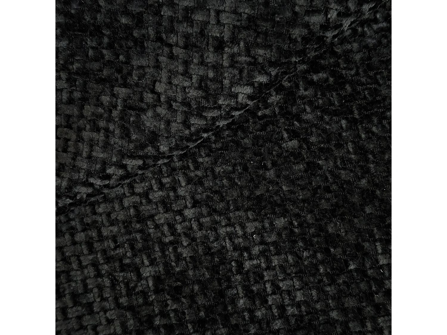 Canapé d'angle modulable en L 3 places en chenille avec pouf - Noir