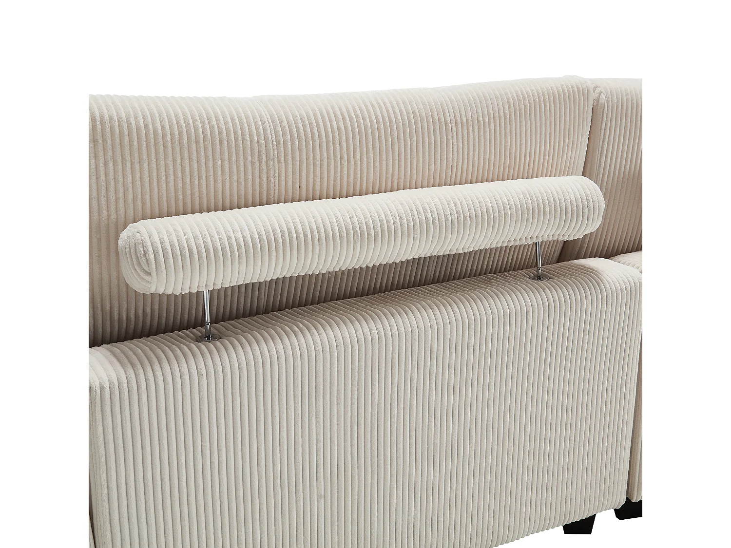Canapé modulable 2 places en velours côtelé avec 2 coussins et ports USB - Beige