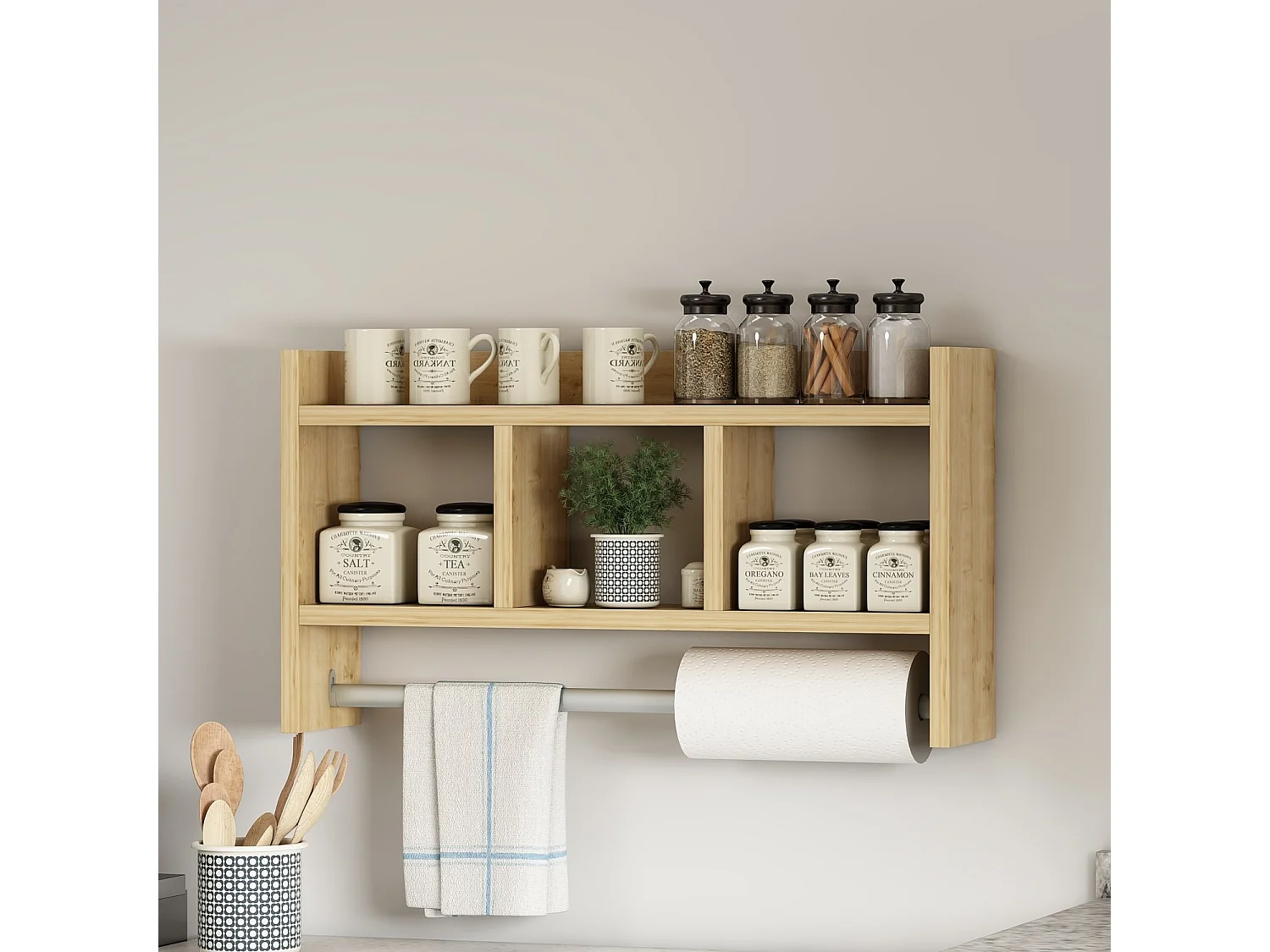 Modern Wall Shelf with 3 Open Compartments L63 cm - MALIA