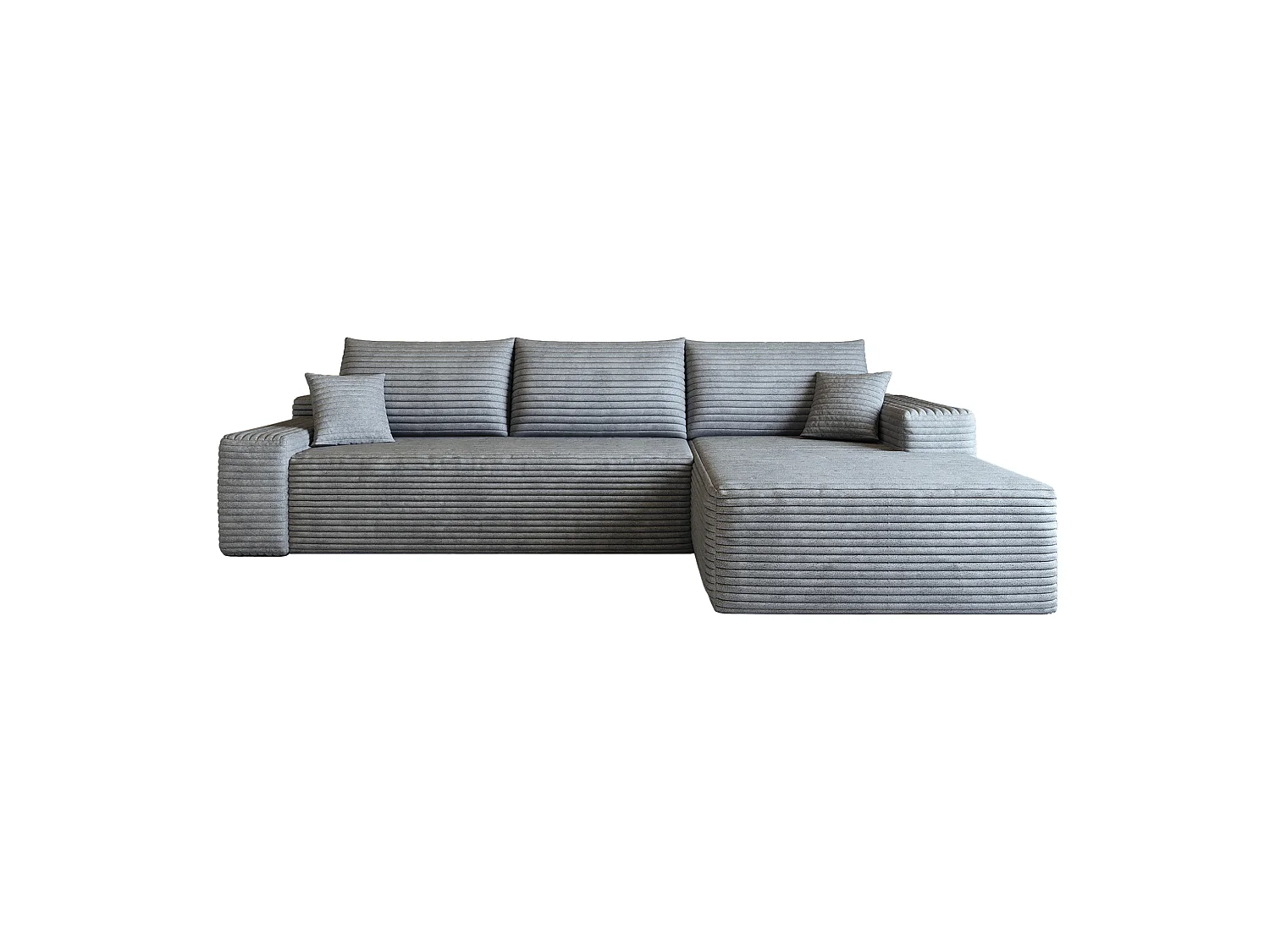 Canapé d'angle modulable 3 places 270 cm en tissu - Sans montage - Gris