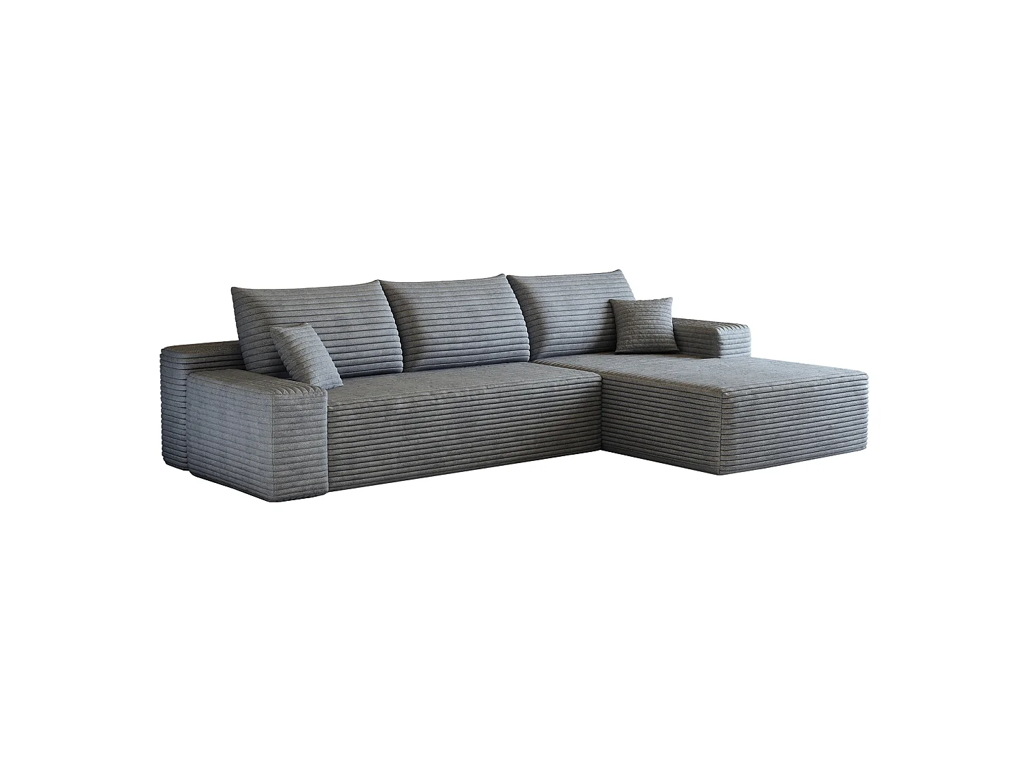 Canapé d'angle modulable 3 places 270 cm en tissu - Sans montage - Gris