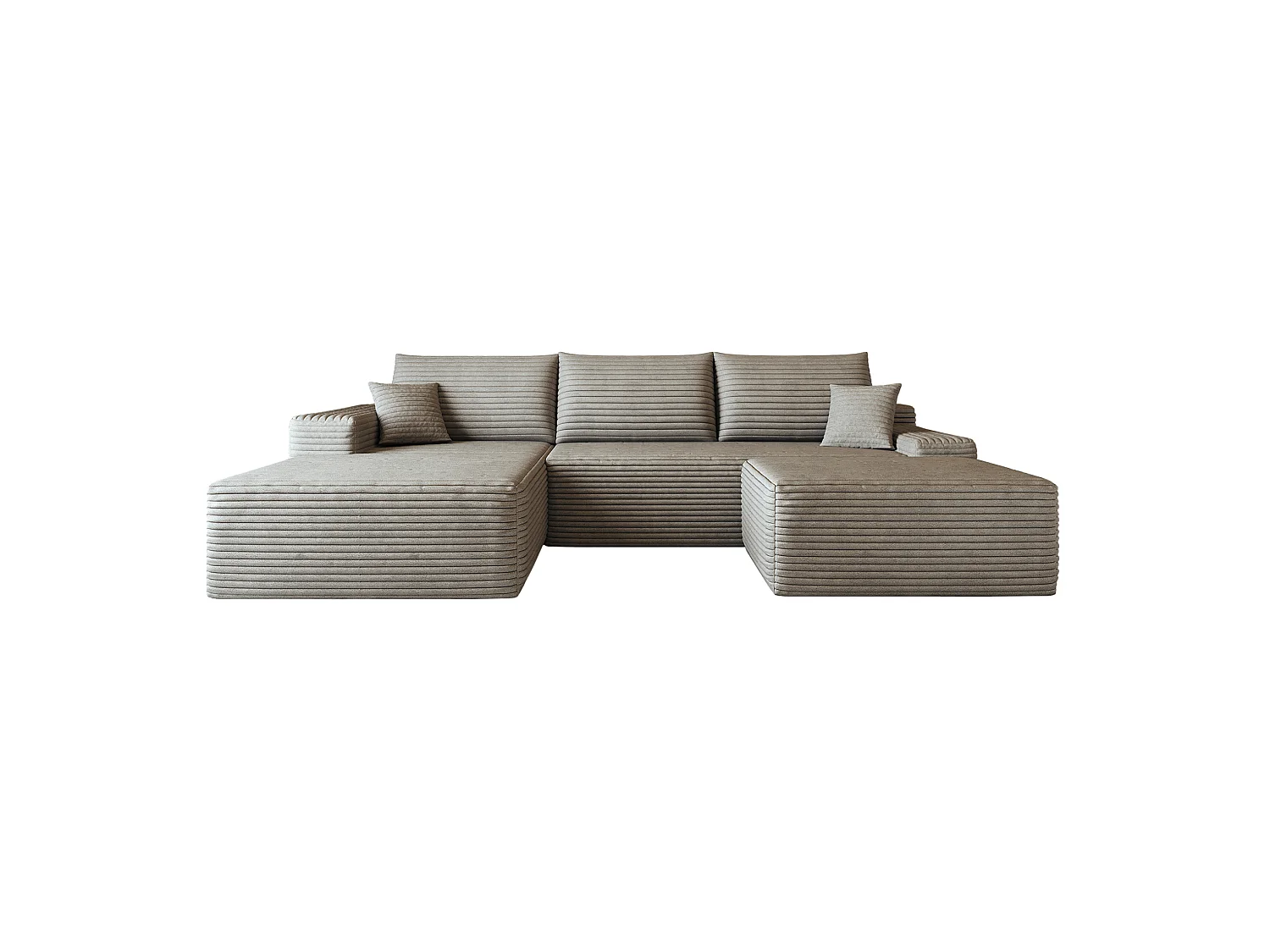 Canapé modulable 3 places 270 cm avec méridienne à gauche et pouf - Camel