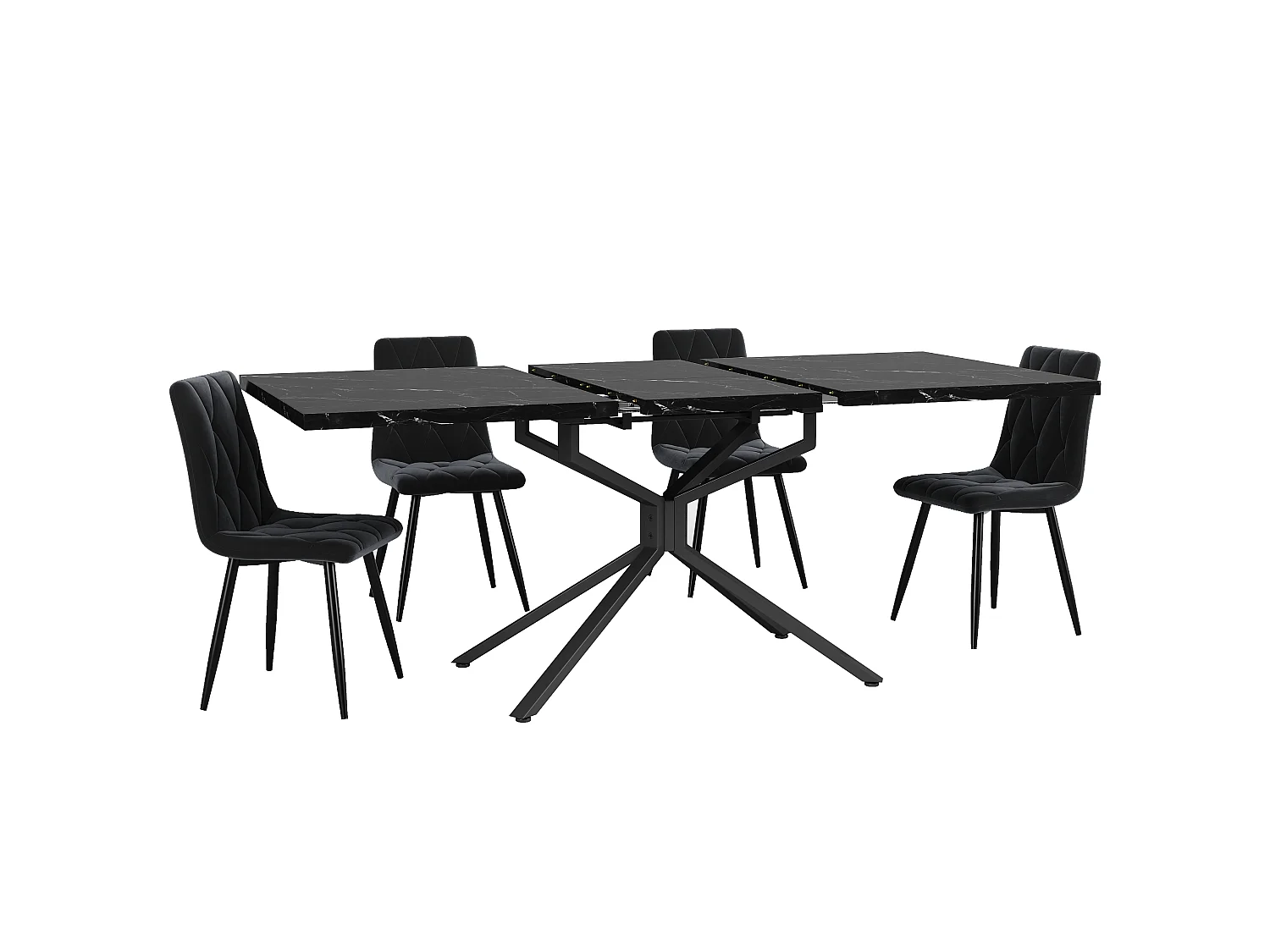 Utdragbart matbord för 4 till 6 personer, kryssfot, justerbara fötter – MDF och metall – 120-160 x 90 x 75 cm – Ljus ek