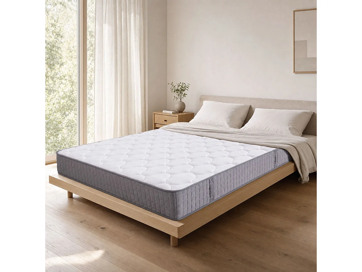 Colchón de muelles 140x190 cm - 25 cm de grosor - Firmeza H3 - Muelles ensacados individualmente - Ergonómico - Blanco