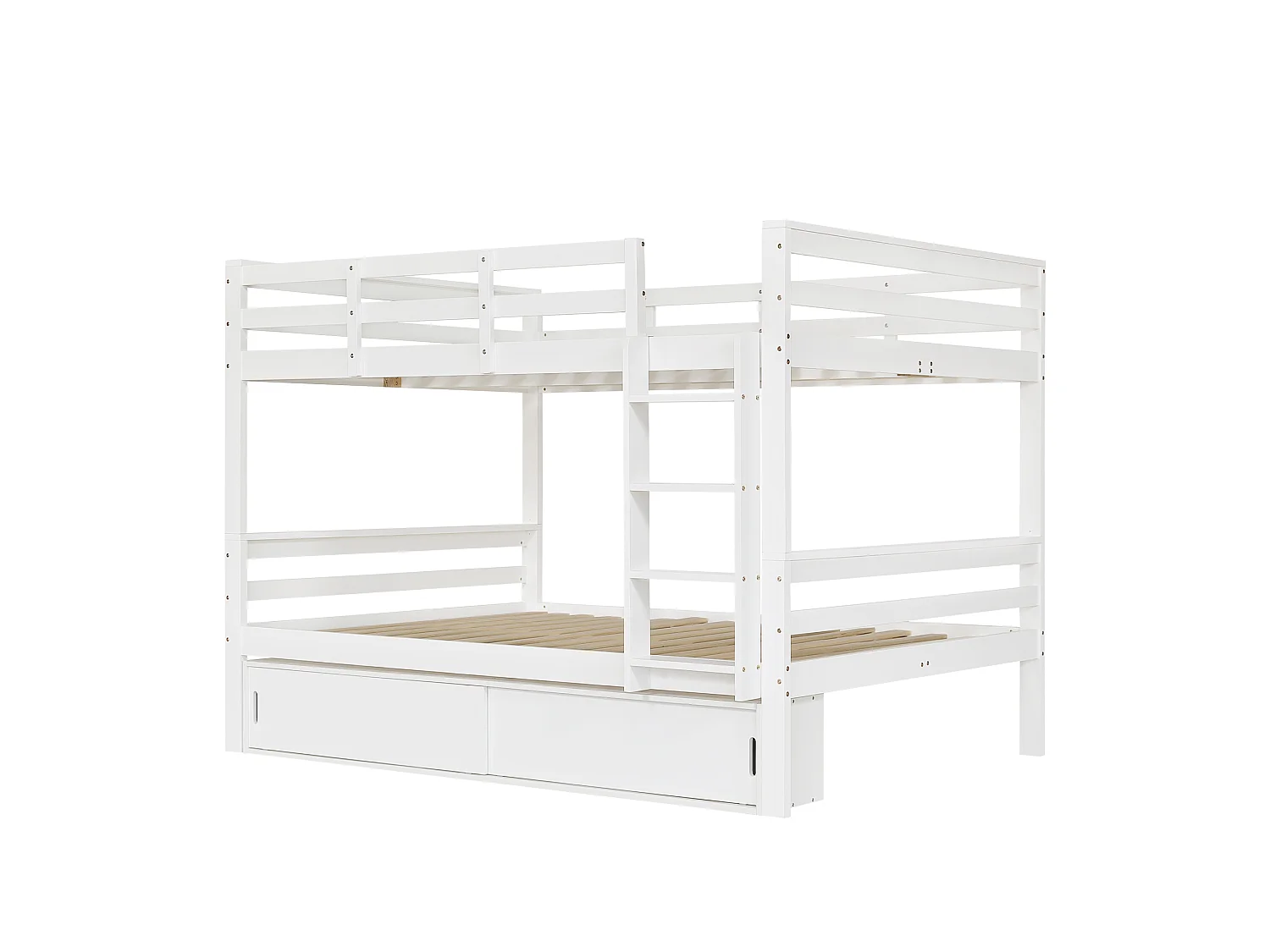 Children's bunk bed 140x200 cm - with 2 sliding doors - with ladder - can be separated into two single beds - Solid wood + MDF - White (without mattress)