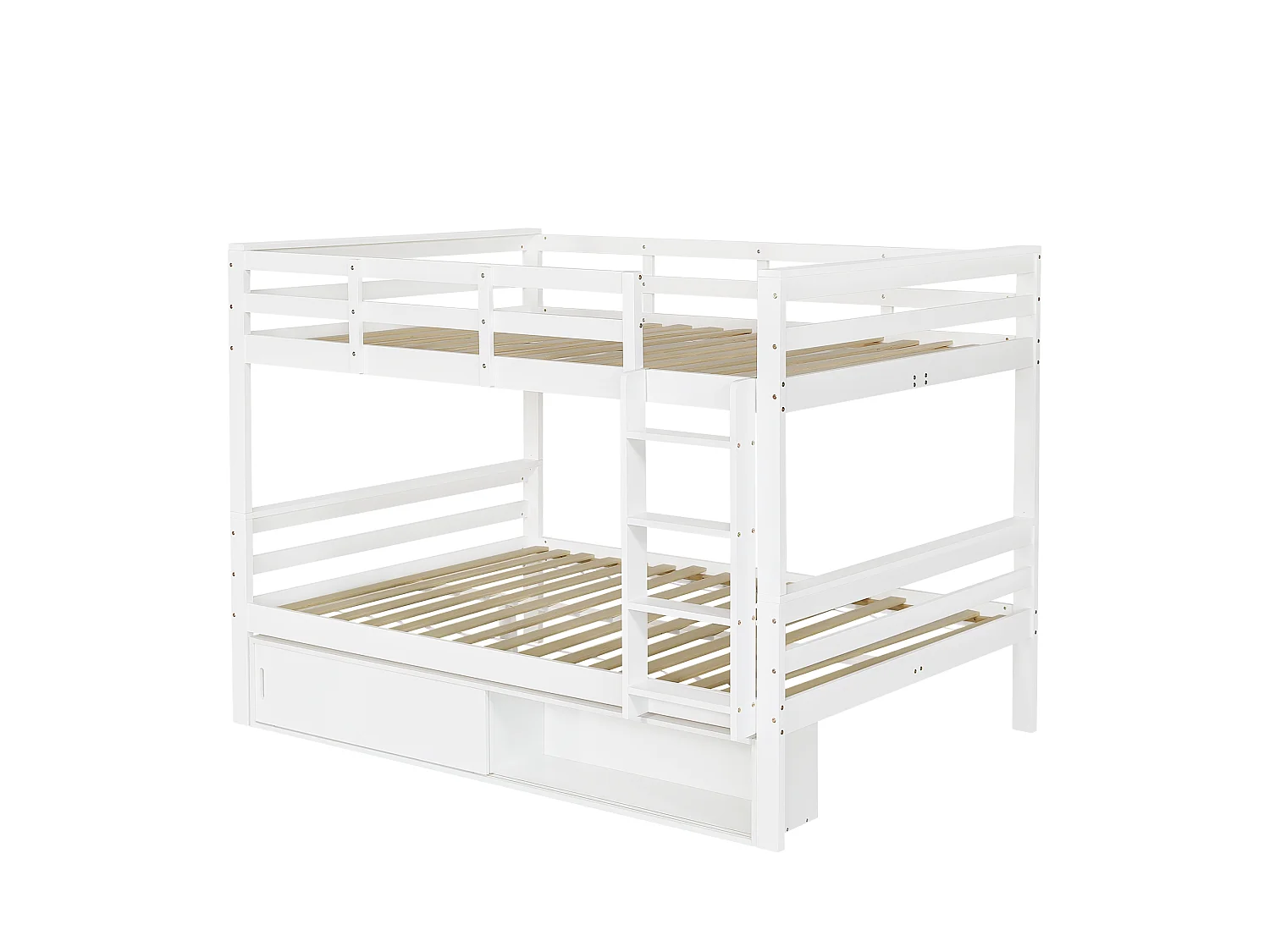 Children's bunk bed 140x200 cm - with 2 sliding doors - with ladder - can be separated into two single beds - Solid wood + MDF - White (without mattress)