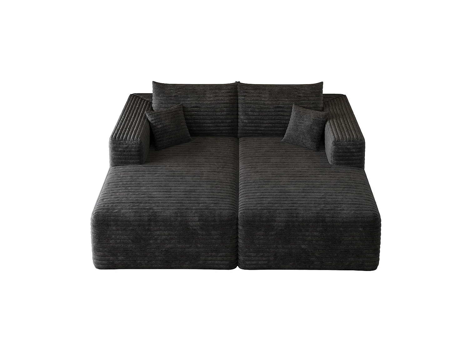 Canapé modulable 180 x 151 cm en velours côtelé - Méridienne 2 places noir