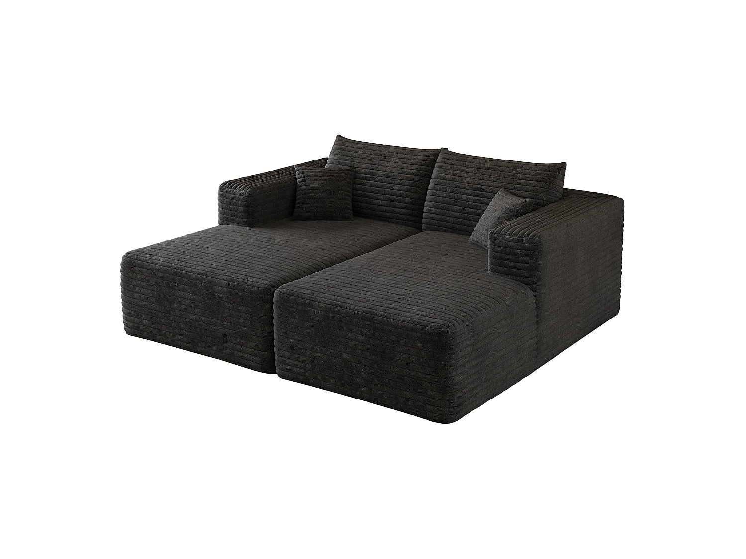 Canapé modulable 180 x 151 cm en velours côtelé - Méridienne 2 places noir
