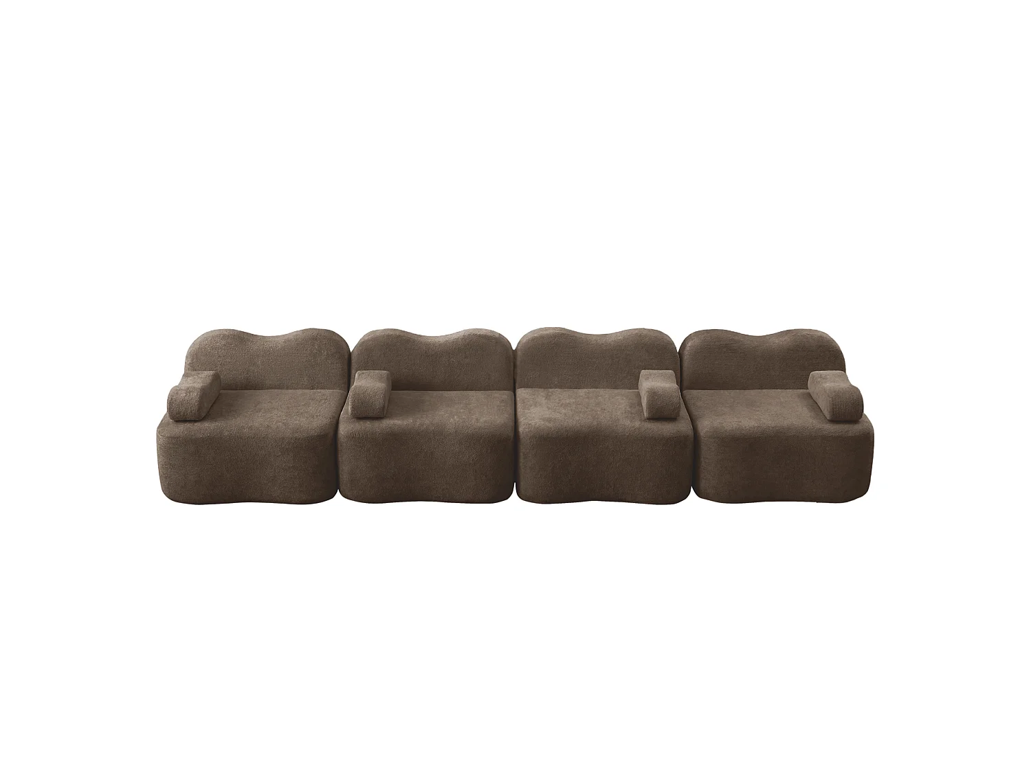 Canapé modulable 4 places 384 cm en velours - Marron