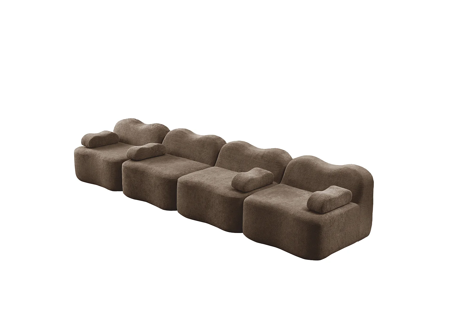 Canapé modulable 4 places 384 cm en velours - Marron