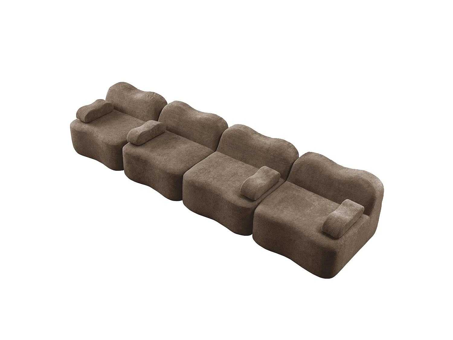 Canapé modulable 4 places 384 cm en velours - Marron