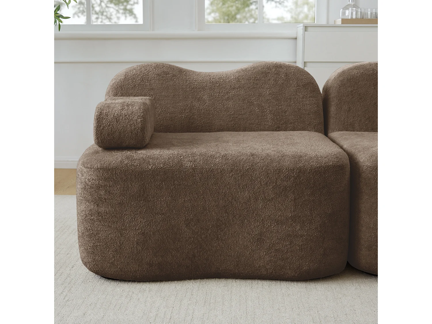 Canapé modulable 4 places 384 cm en velours - Marron