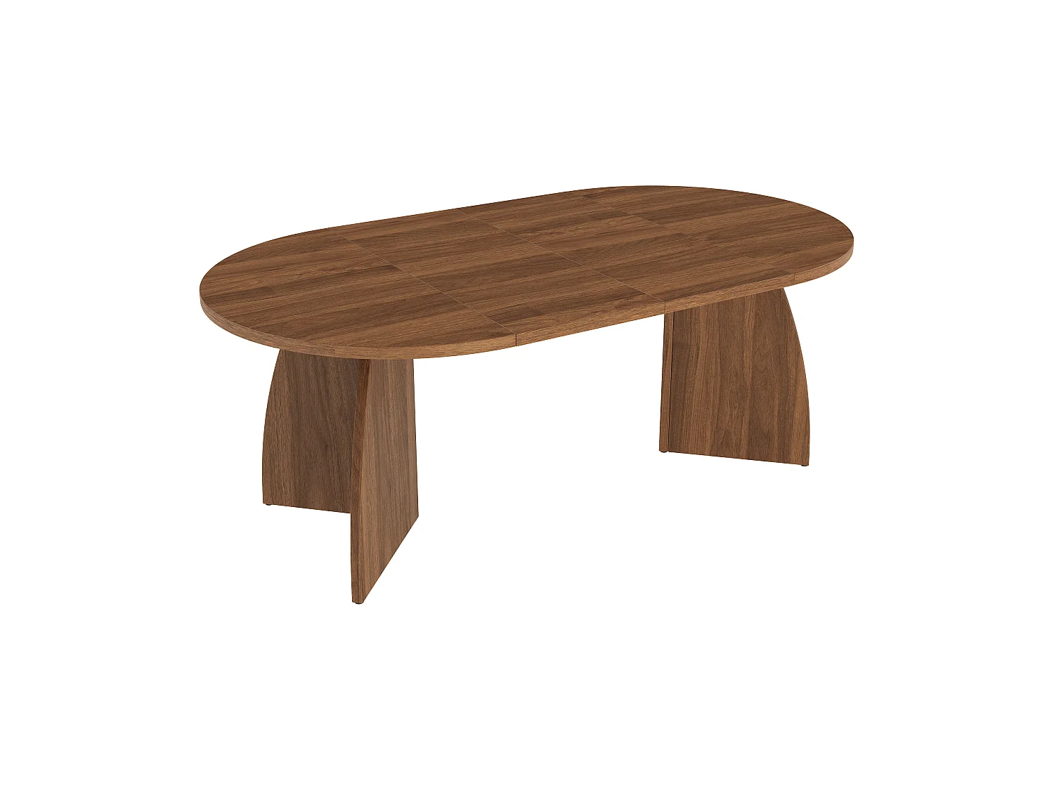 Table à manger ovale extensible 4 à 8 personnes, système télescopique – MDF – 100-180 x 100 x 75 cm – Noyer