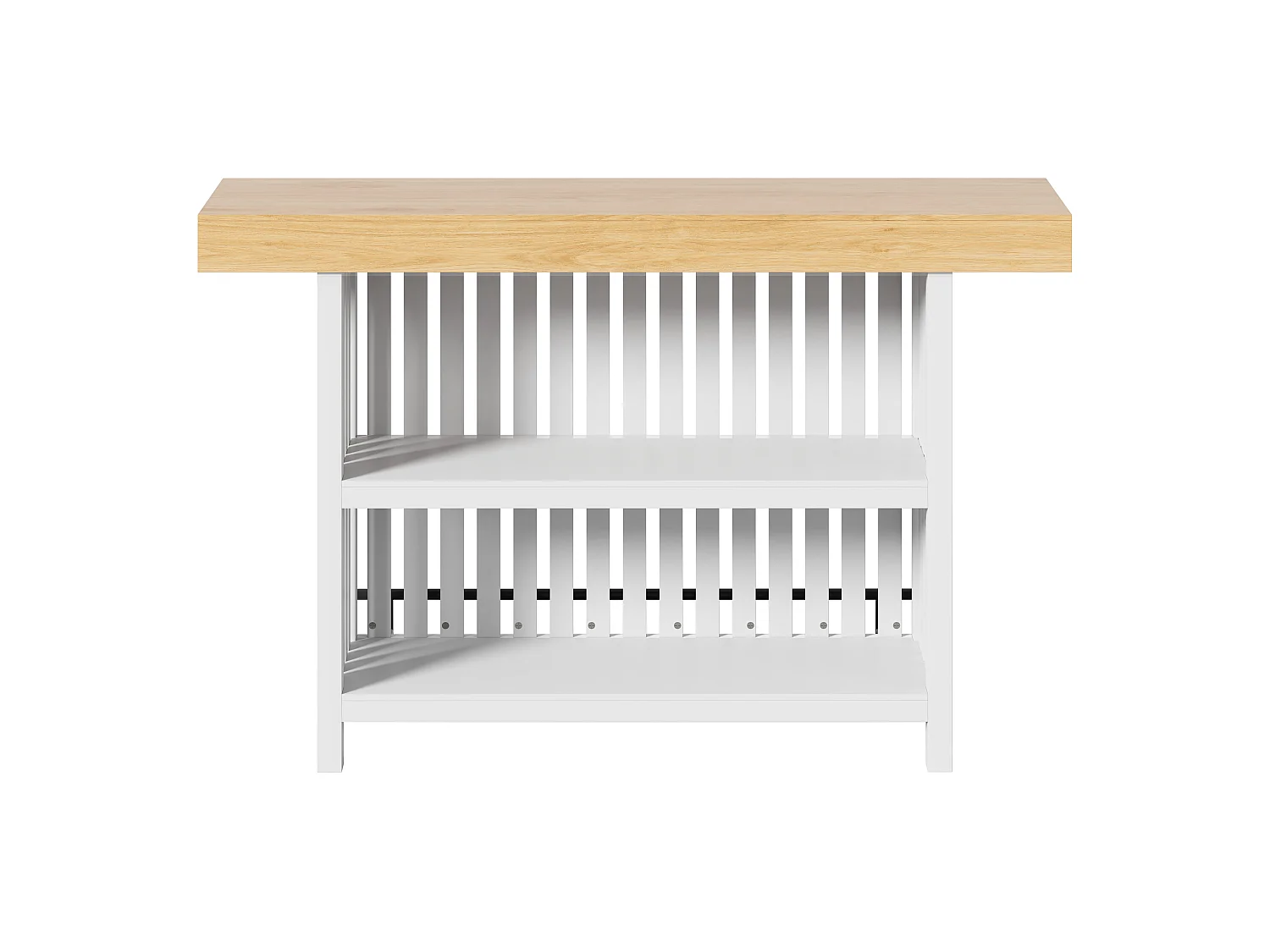 Table de bar avec étagères à 2 niveaux et repose-pieds - MDF - 160 x 40 x 105 cm - Blanc