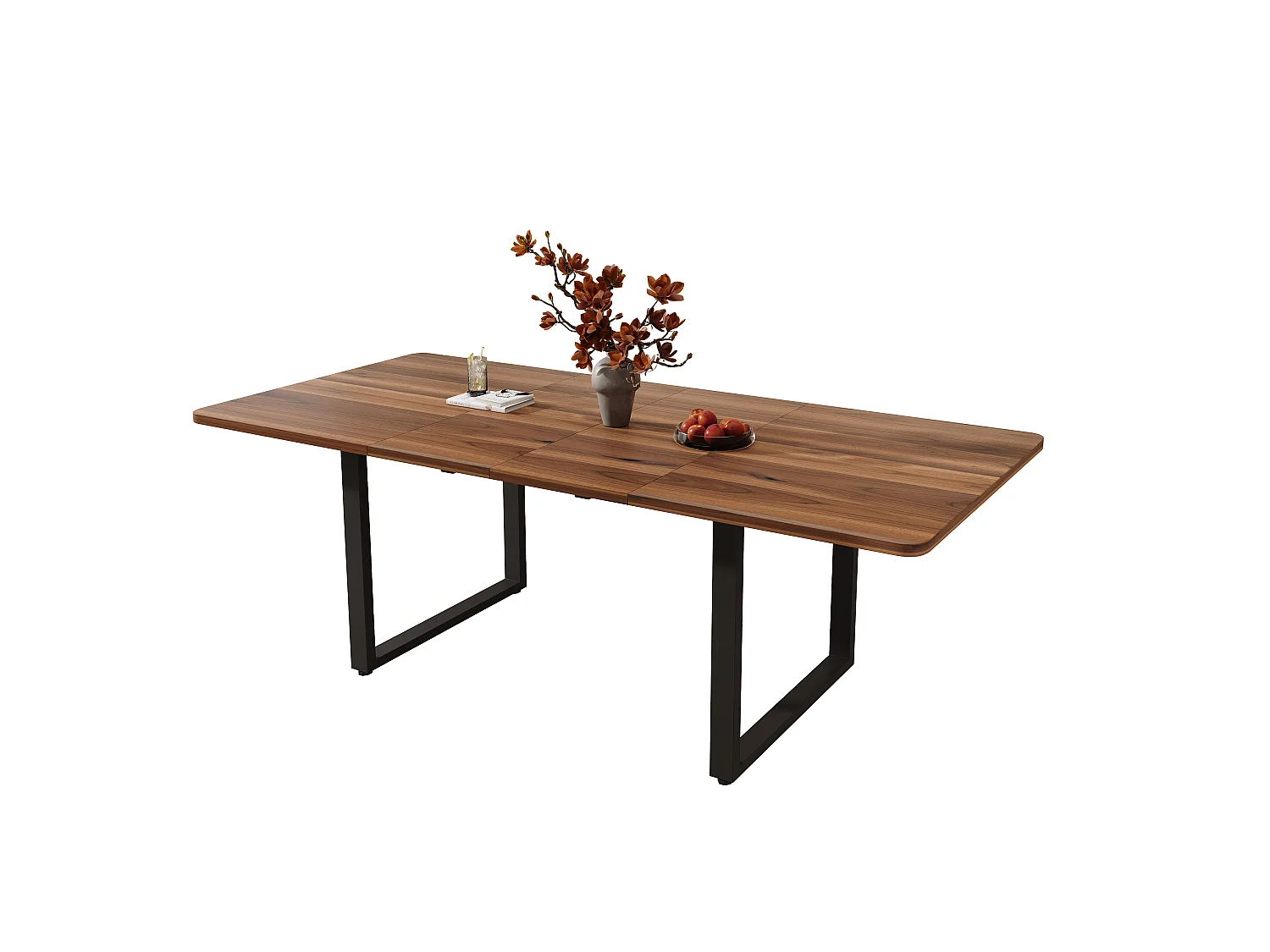 Table à manger rectangulaire extensible 6 à 10 personnes, 3 longueurs 140/180/220 cm – MDF – 140-220 x 80 x 75 cm – Noyer