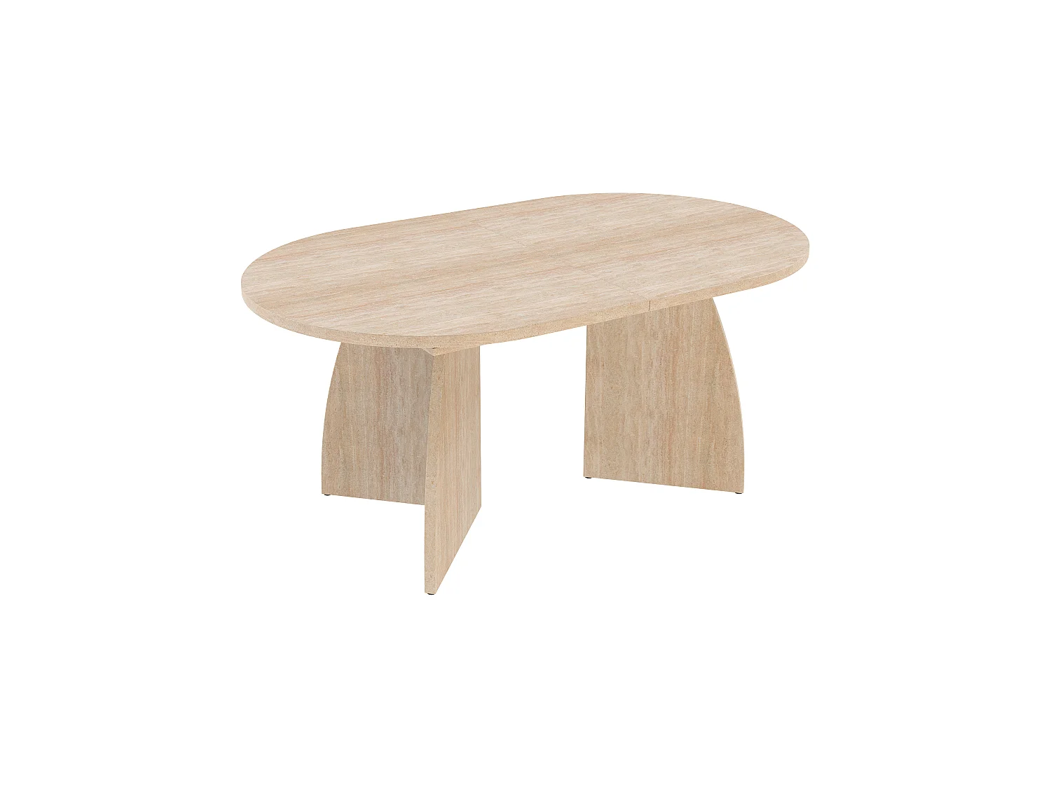 Rozkładany, prostokątny stół jadalny dla 6-8 osób, zaokrąglone rogi – płyta MDF – 150-200 x 90 x 75 cm – imitacja trawertynu.