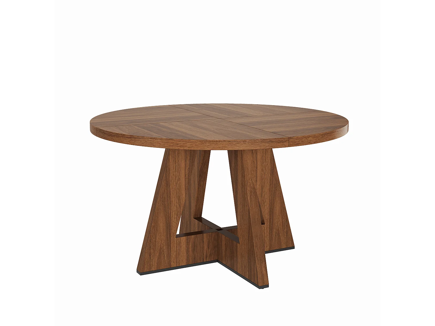 Round dining table 120x120x75 cm - For 4 to 6 people - Scandinavian style - Walnut finish - Brown (chairs not included)