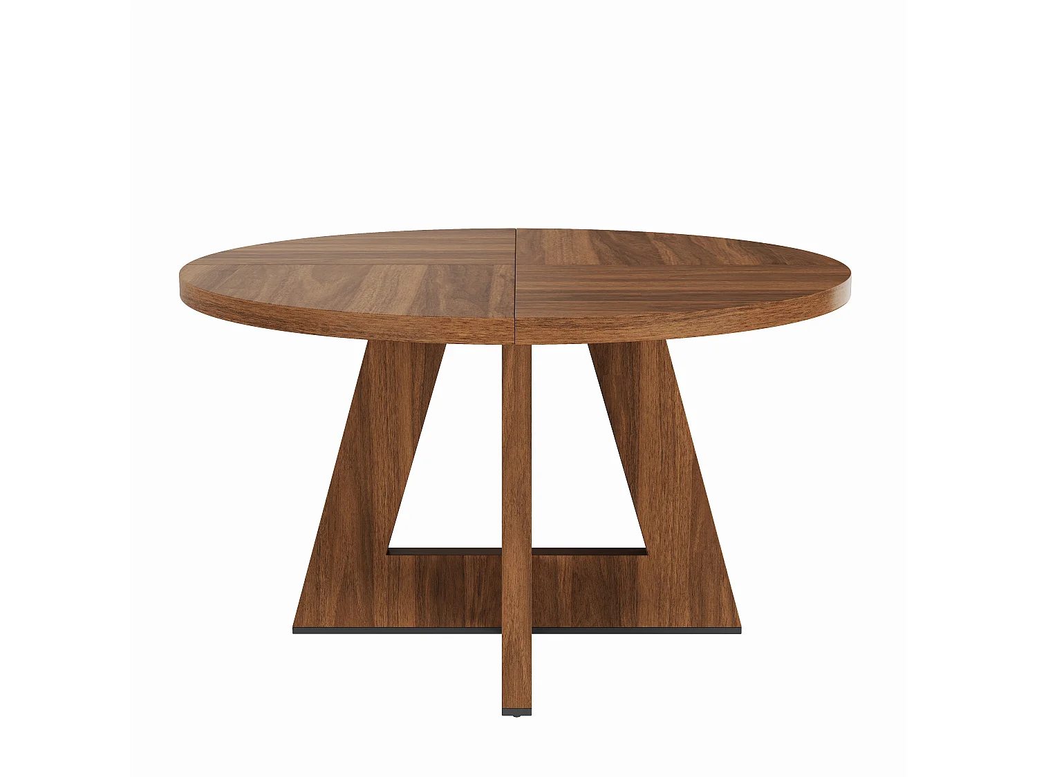 Round dining table 120x120x75 cm - For 4 to 6 people - Scandinavian style - Walnut finish - Brown (chairs not included)
