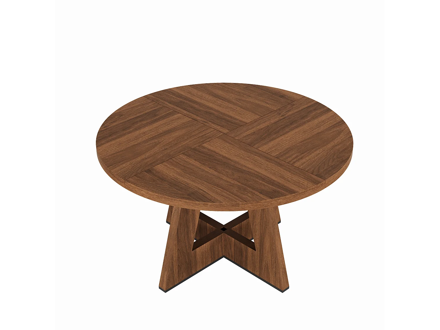 Round dining table 120x120x75 cm - For 4 to 6 people - Scandinavian style - Walnut finish - Brown (chairs not included)