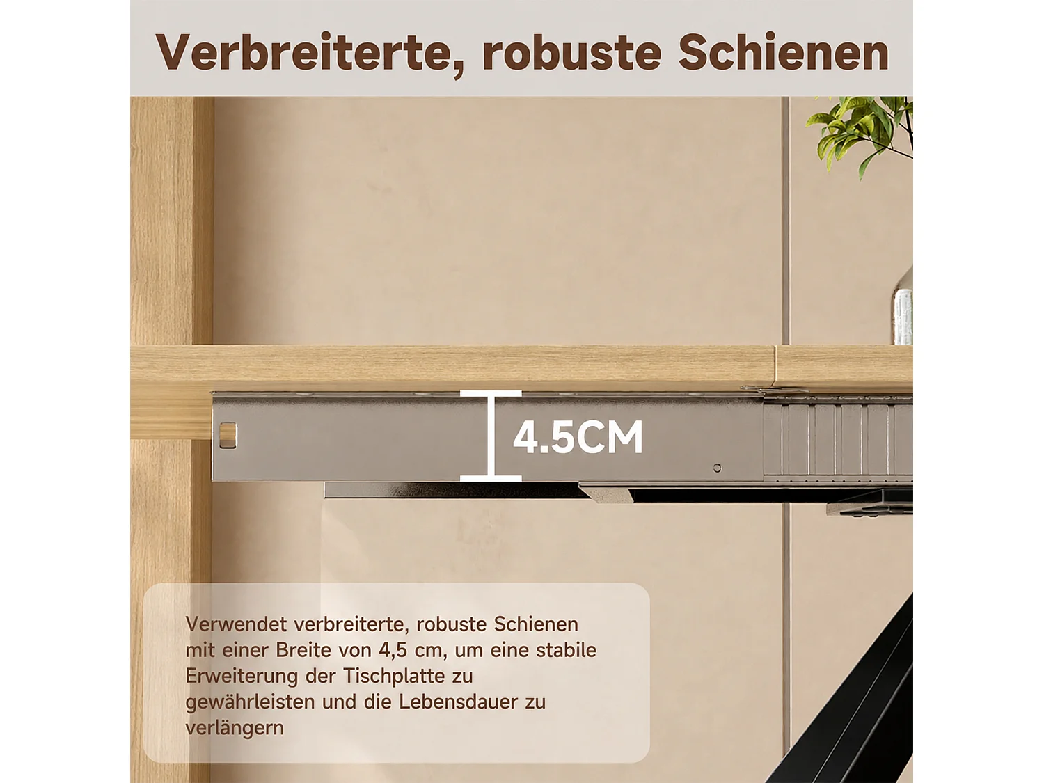 Ausziehbarer rechteckiger Esstisch für 6 bis 10 Personen, 3 Längen – MDF – 160–240 x 90 x 74,5 cm – Eiche