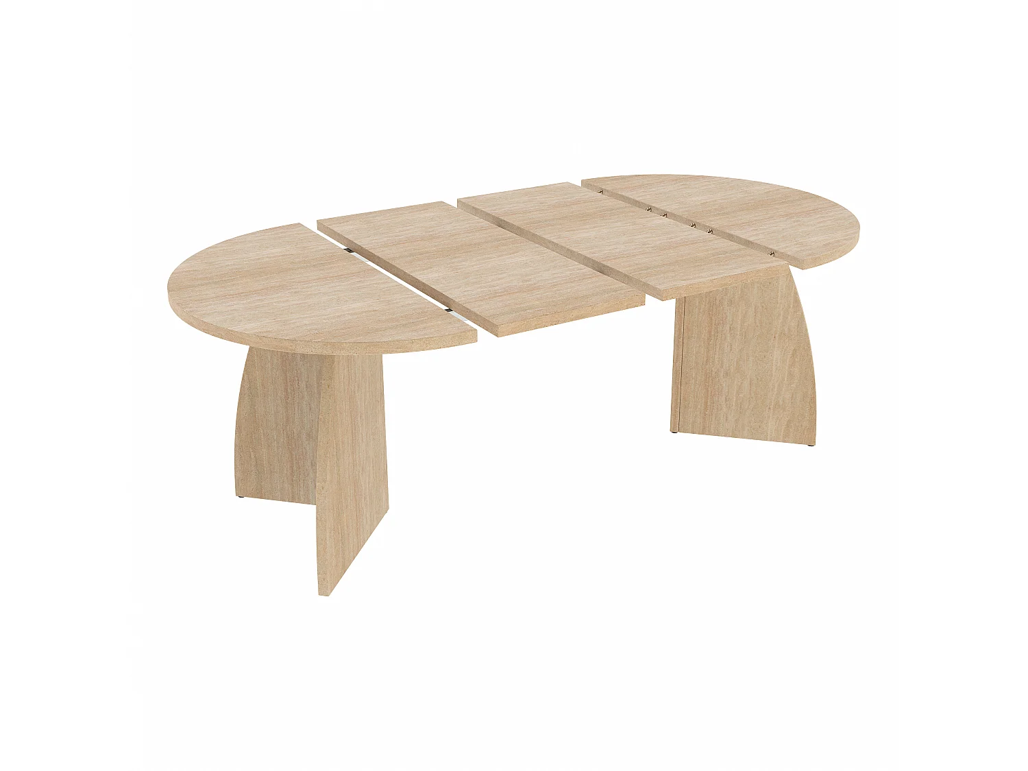 Extendable dining table 100/140/180 x 100 cm - Capacity for 4 to 8 people - Oval travertine top - Natural