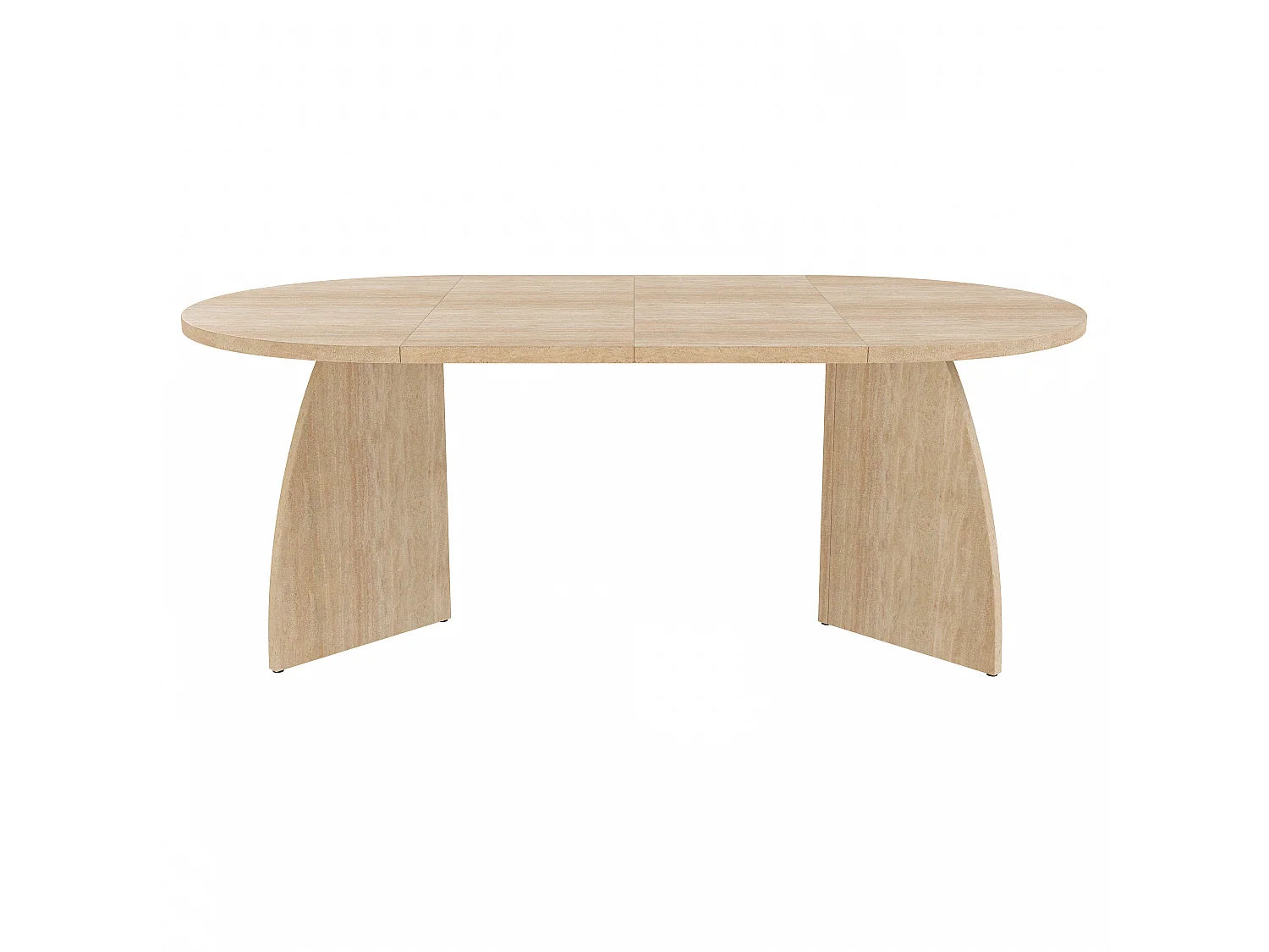 Extendable dining table 100/140/180 x 100 cm - Capacity for 4 to 8 people - Oval travertine top - Natural