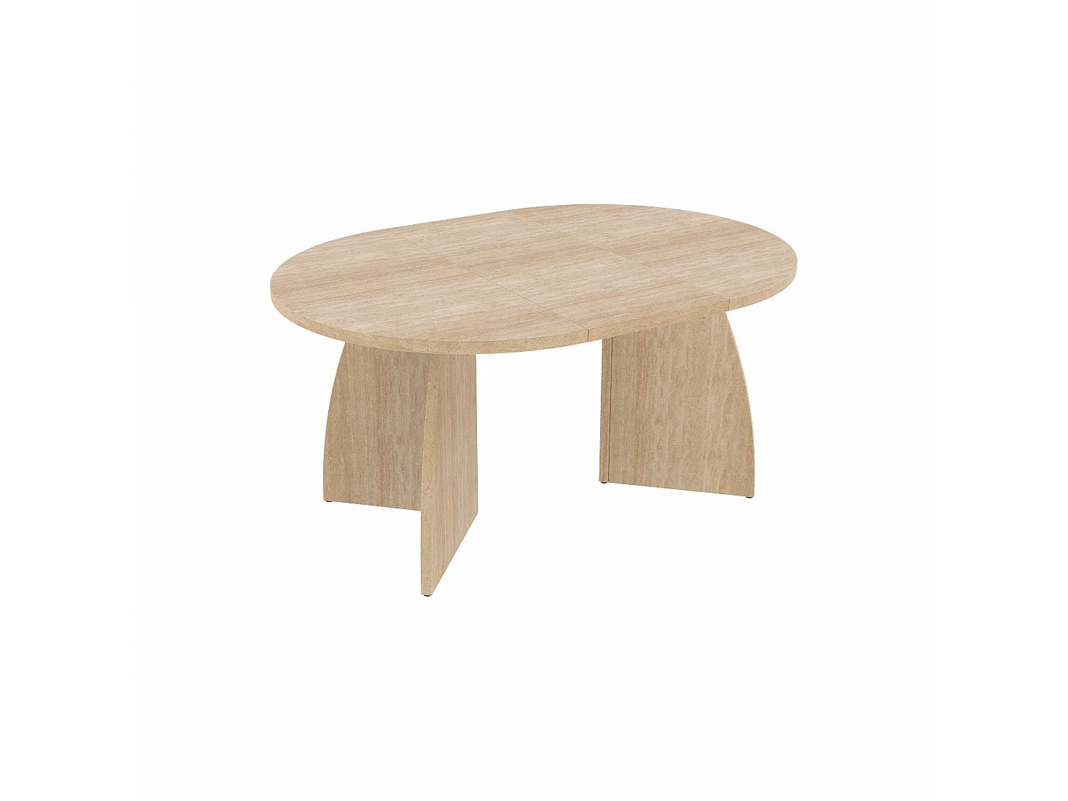 Extendable dining table 100/140/180 x 100 cm - Capacity for 4 to 8 people - Oval travertine top - Natural