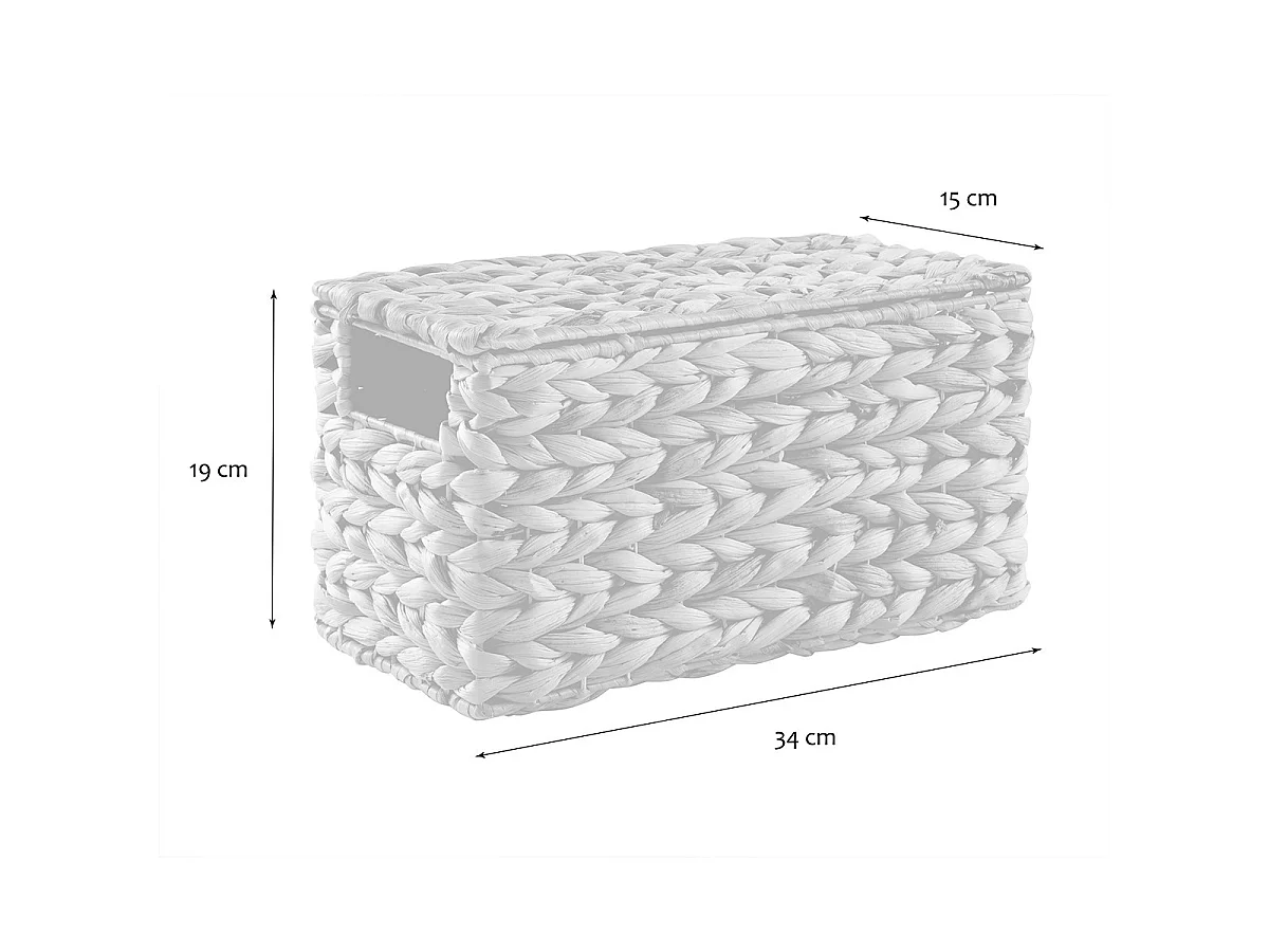 Boîte de rangement en jacinthe d'eau petit modèle L34 x H18 cm - MAYA