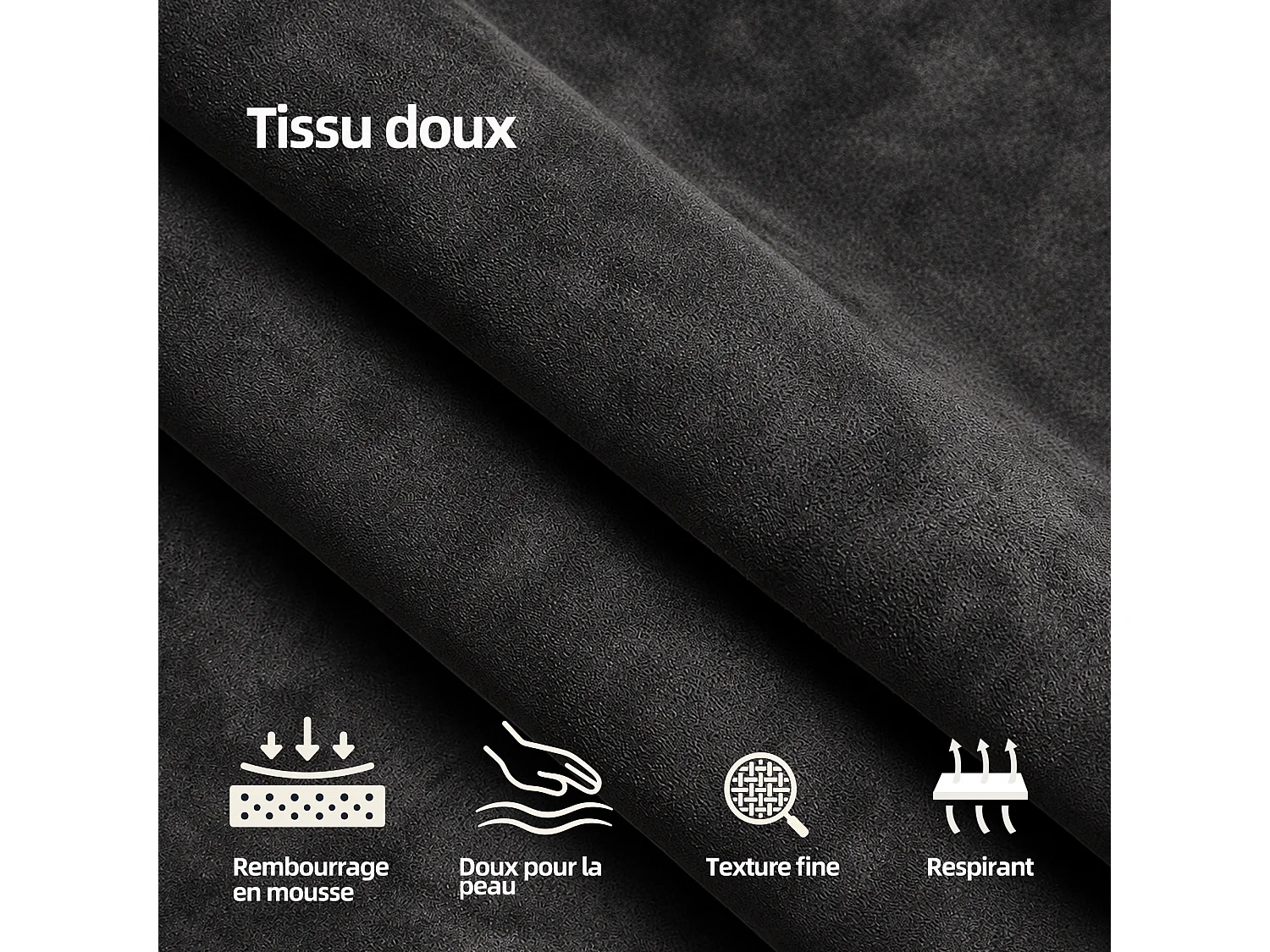 Lit rembourré 180 × 200 cm avec sommier à lattes métallique,lit double rembourré avec revêtement en velours et rembourrage en mousse,cadre de lit noir, sans matelas