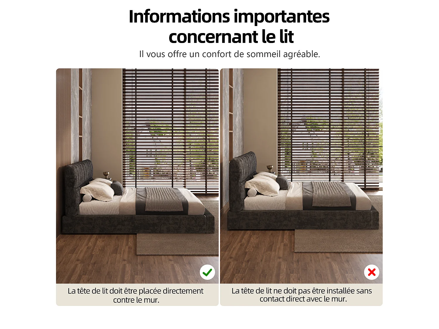 Lit rembourré 180 × 200 cm avec sommier à lattes métallique,lit double rembourré avec revêtement en velours et rembourrage en mousse,cadre de lit noir, sans matelas
