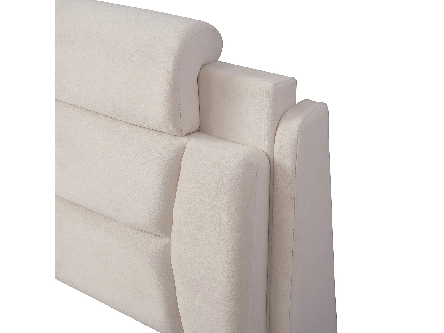 Upholstered bed for children 90x200cm - adjustable headboard height - with LED lighting - velvet fabric - Beige (without mattress)