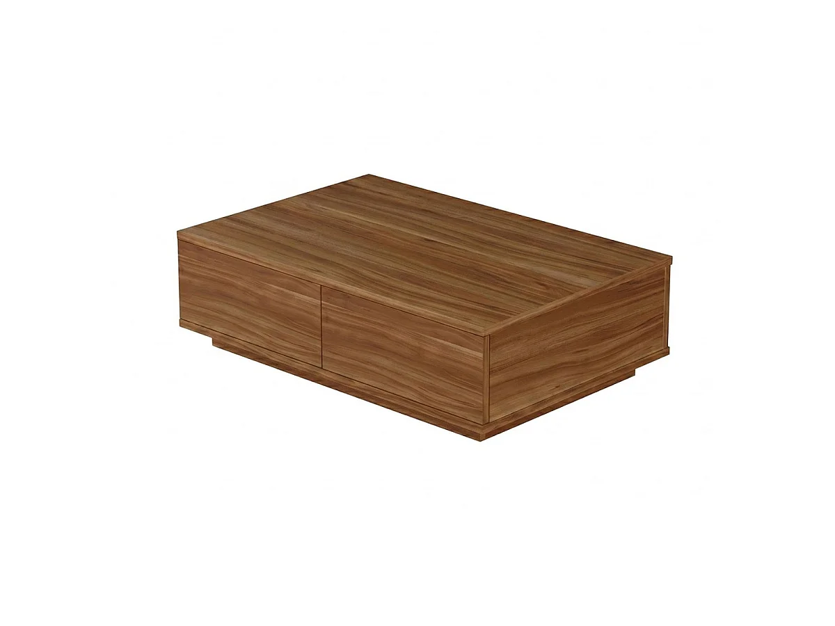Rectangular Coffee Table with 2 Flip-Up Leaves, Walnut Finish, L90 cm - NORA