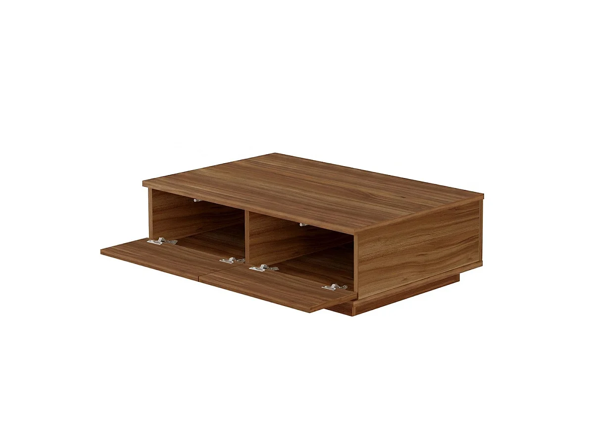 Rectangular Coffee Table with 2 Flip-Up Leaves, Walnut Finish, L90 cm - NORA