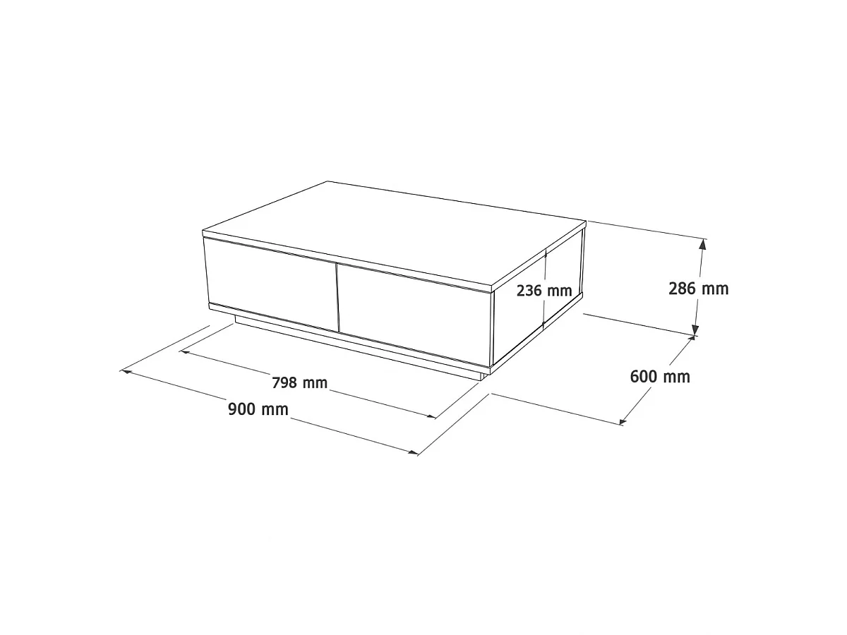 Rectangular Coffee Table with 2 Flip-Up Leaves, Walnut Finish, L90 cm - NORA