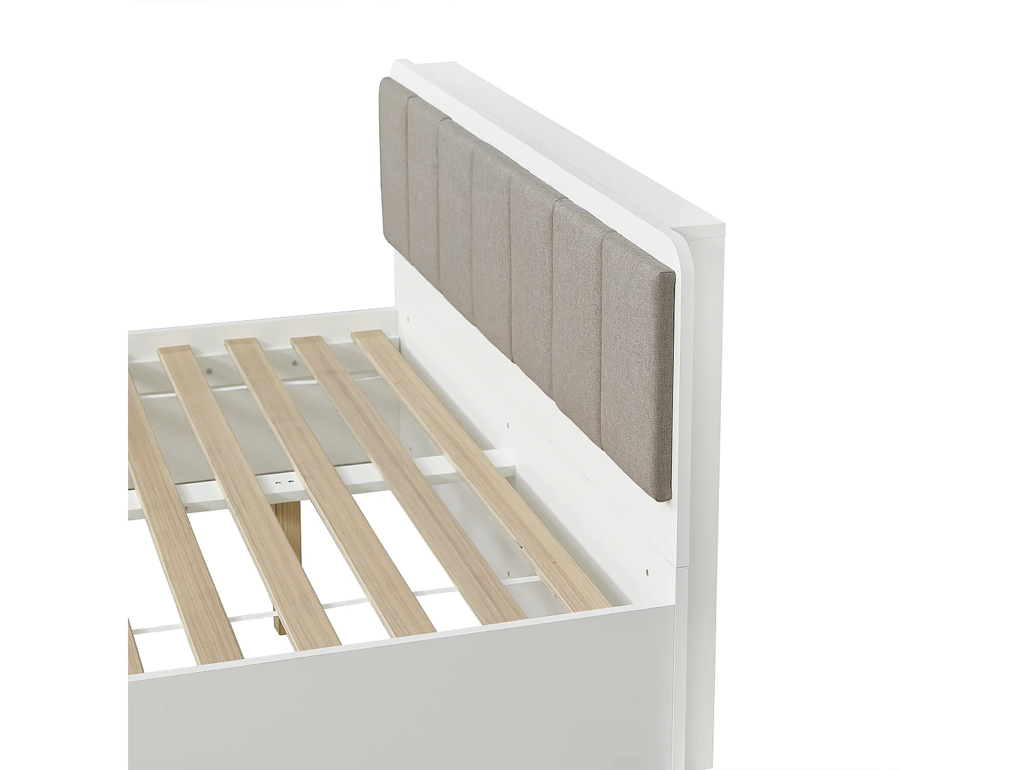 Lit enfant en bois 140x200cm - tête de lit rembourrée - avec 2 tiroirs et banc de bout de lit - Blanc (sans matelas)