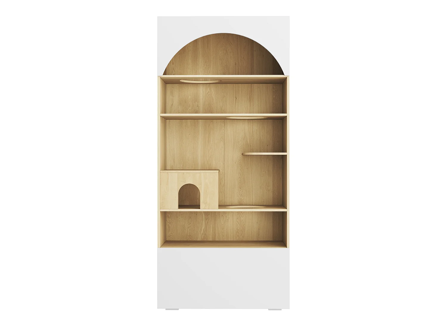 Meuble Multifonction pour Chat 90x200cm Blanc et Bois - Armoire de Rangement avec Parcours d'Escalade, Niche, Plateformes & Compartiments Inférieur
