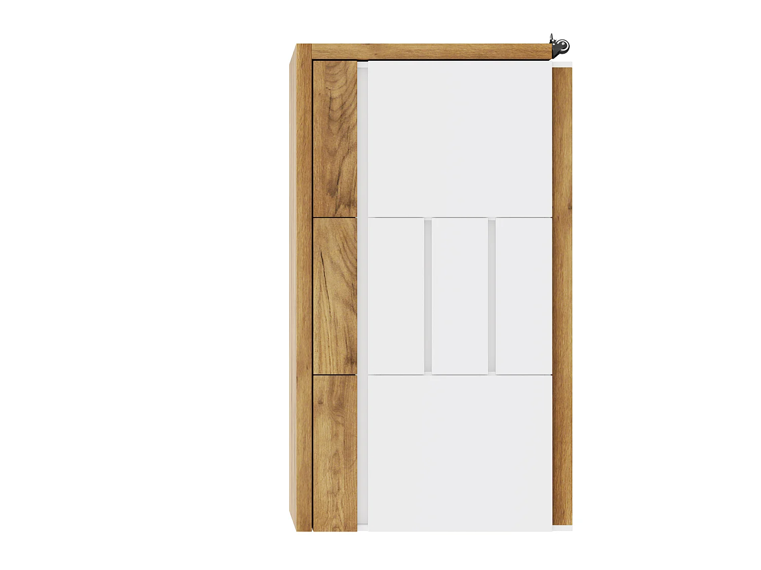 Bureau extensible avec roulettes - Plateau rotatif de 4 cm et dispositif de sécurité - 6 tiroirs et 2 portes - blanc+naturel