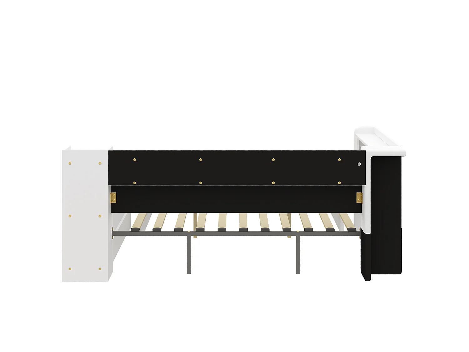 Udtrækkelig udtræksseng 90/180 x 200 cm med skrivebord, USB-port og LED - Hør - Hvid (Madras medfølger ikke)
