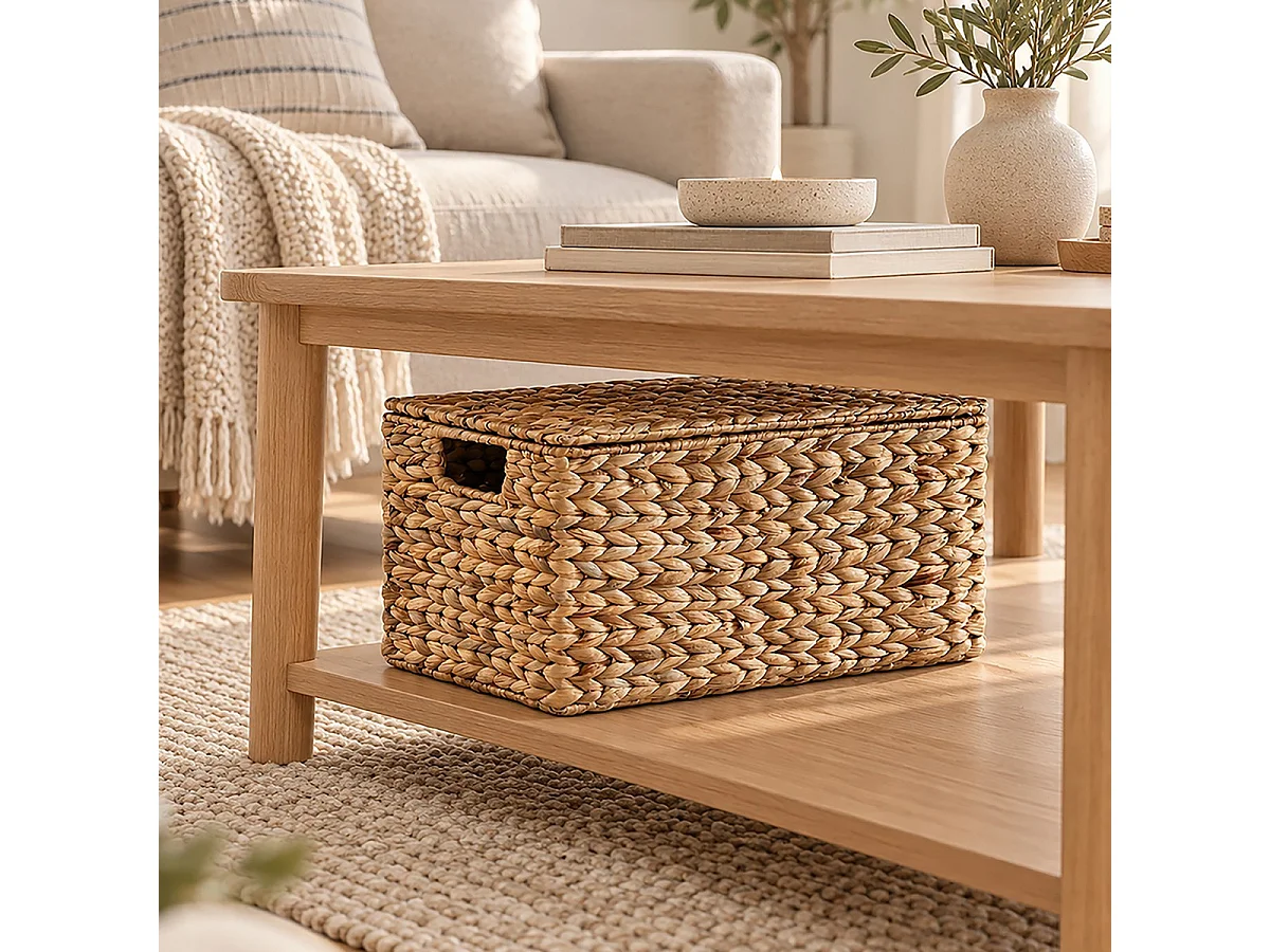Boîte de rangement en jacinthe d'eau grand modèle L42 cm - MAYA